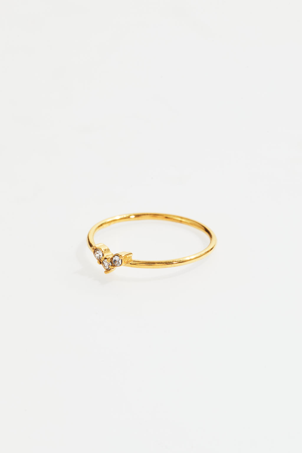 Gold-Plated Triple-Stone Ring for Women