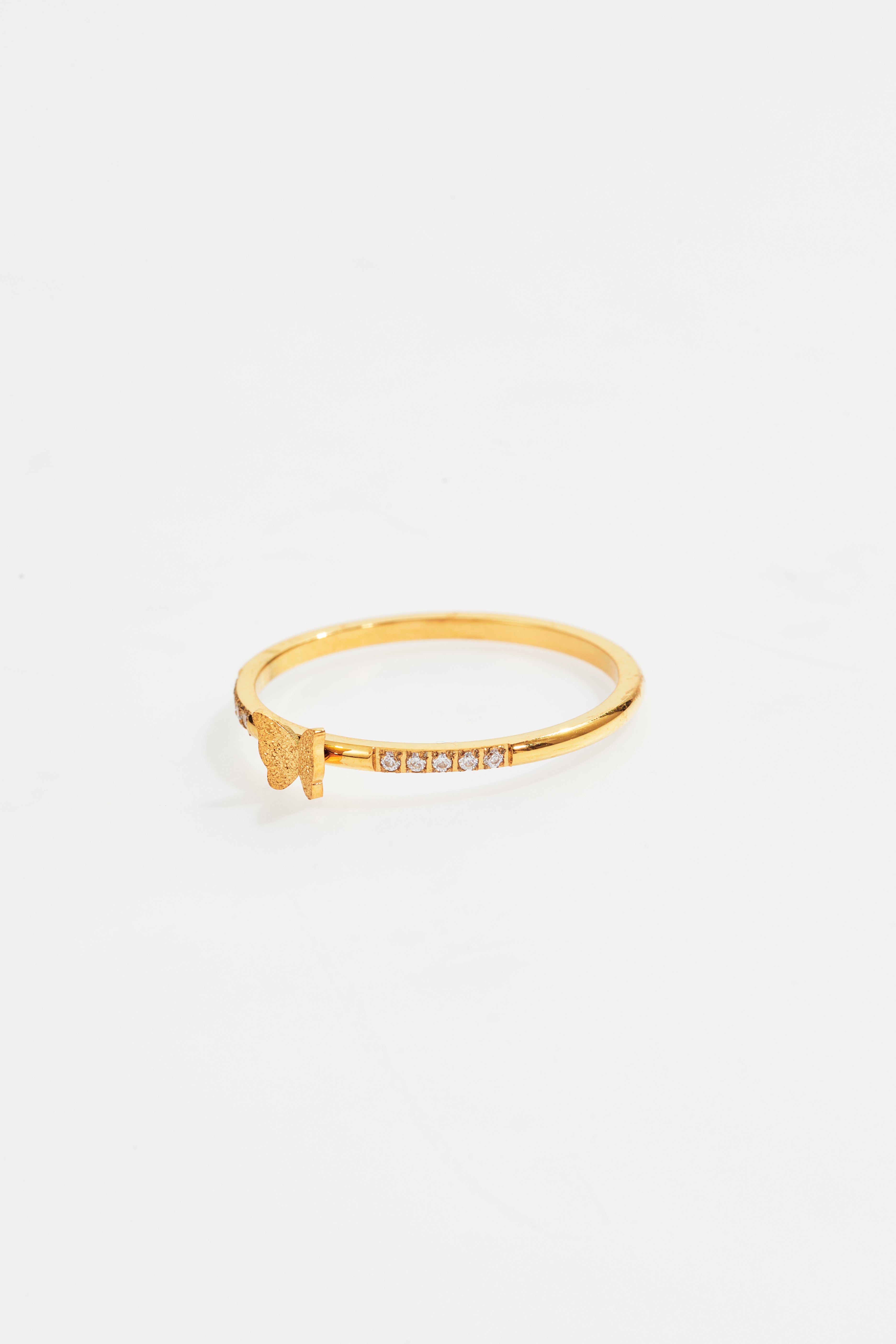 Gold-Plated Butterfly CZ Ring for Women