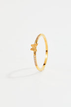 Gold-Plated Butterfly CZ Ring for Women