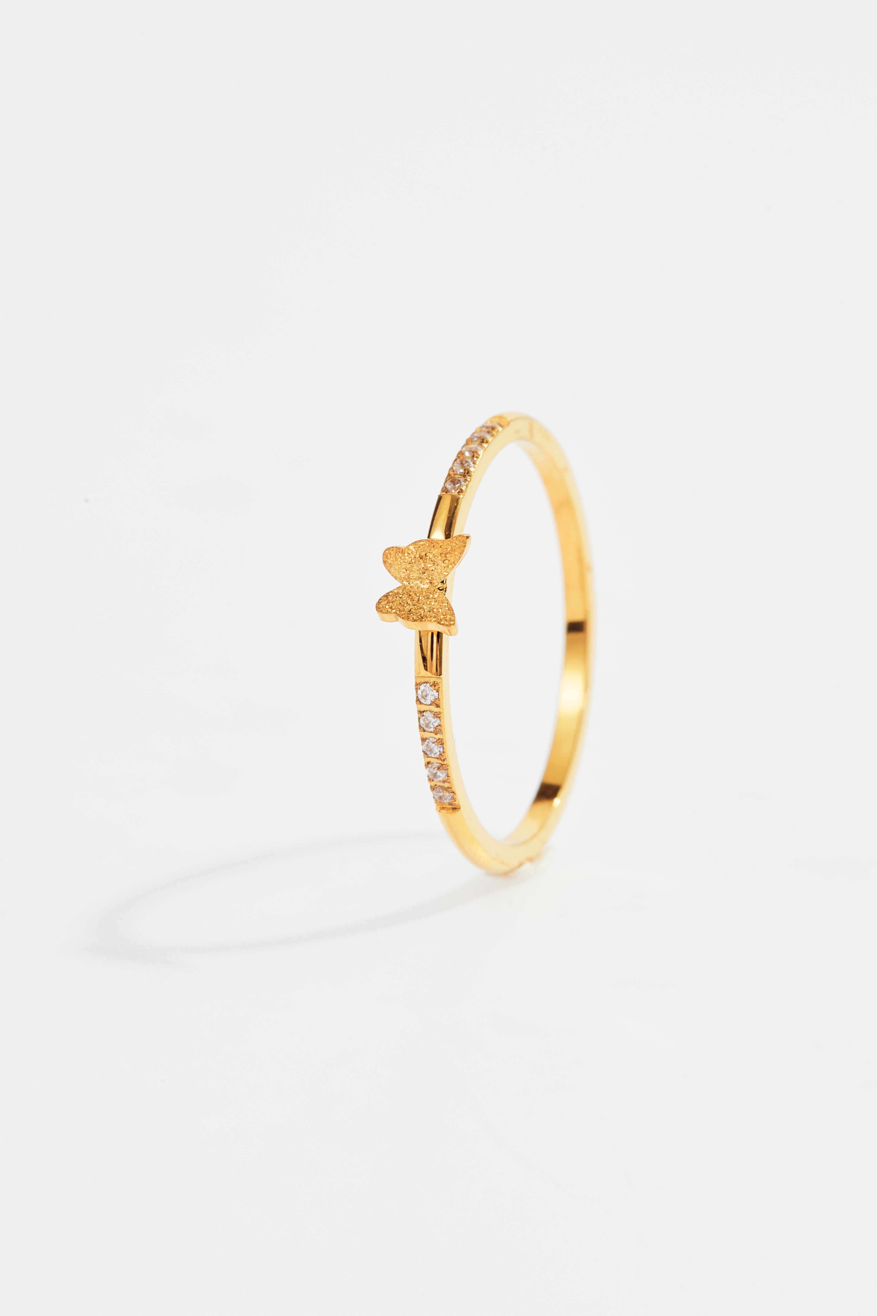 Gold-Plated Butterfly CZ Ring for Women