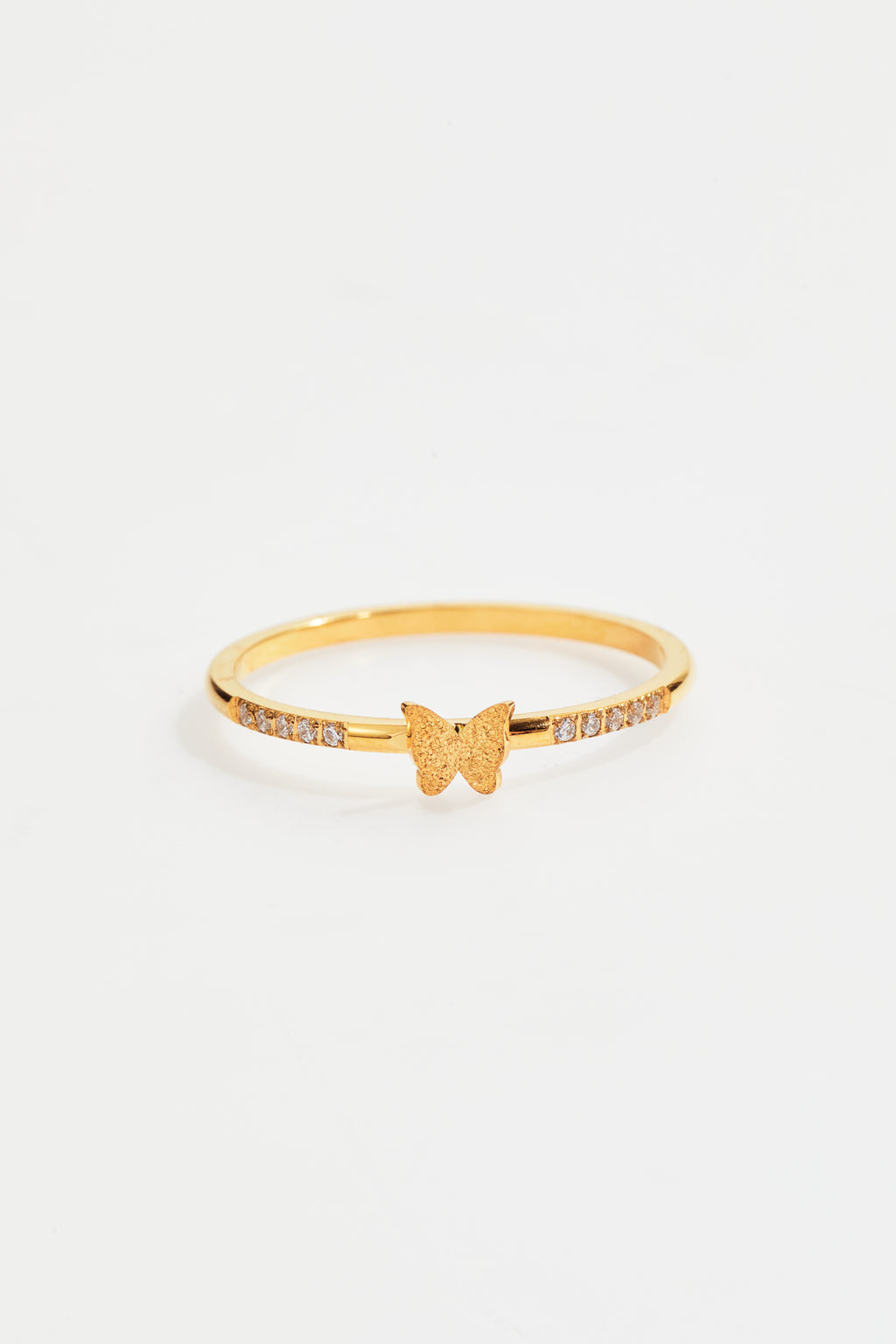Gold-Plated Butterfly CZ Ring for Women