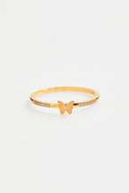 Gold-Plated Butterfly CZ Ring for Women