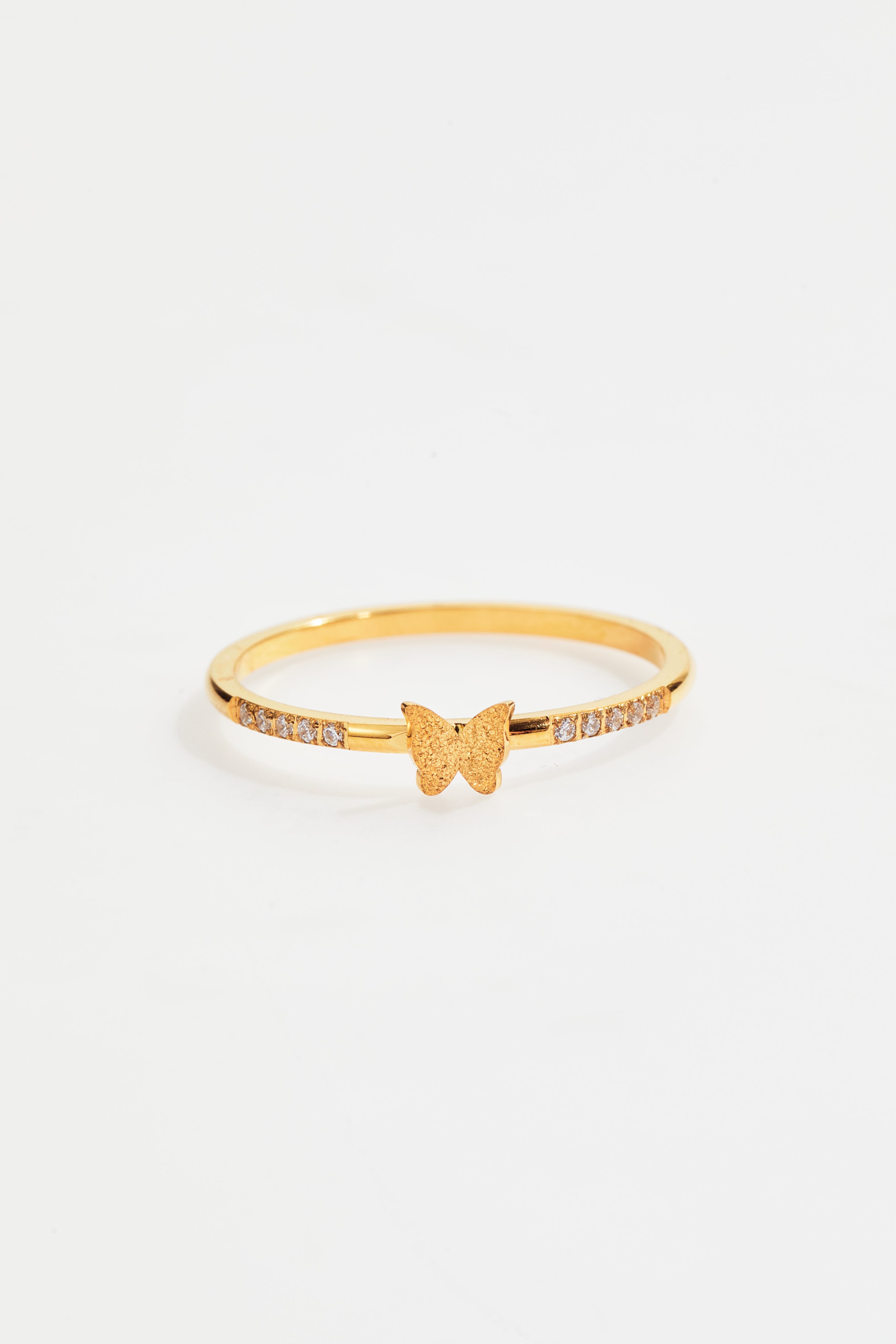 Gold-Plated Butterfly CZ Ring for Women