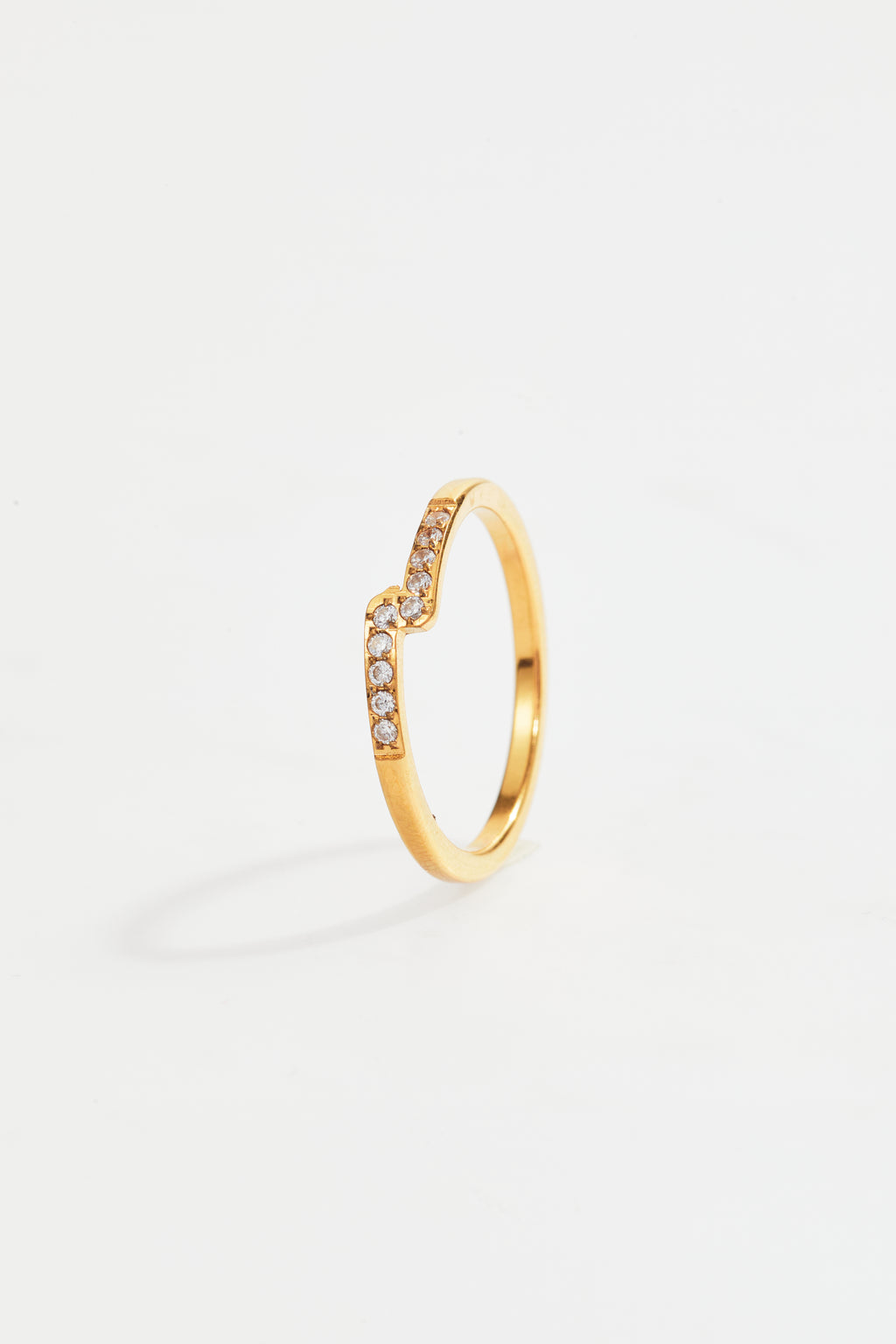 Gold-Plated Chevron CZ Ring for Women