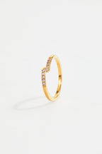 Gold-Plated Chevron CZ Ring for Women