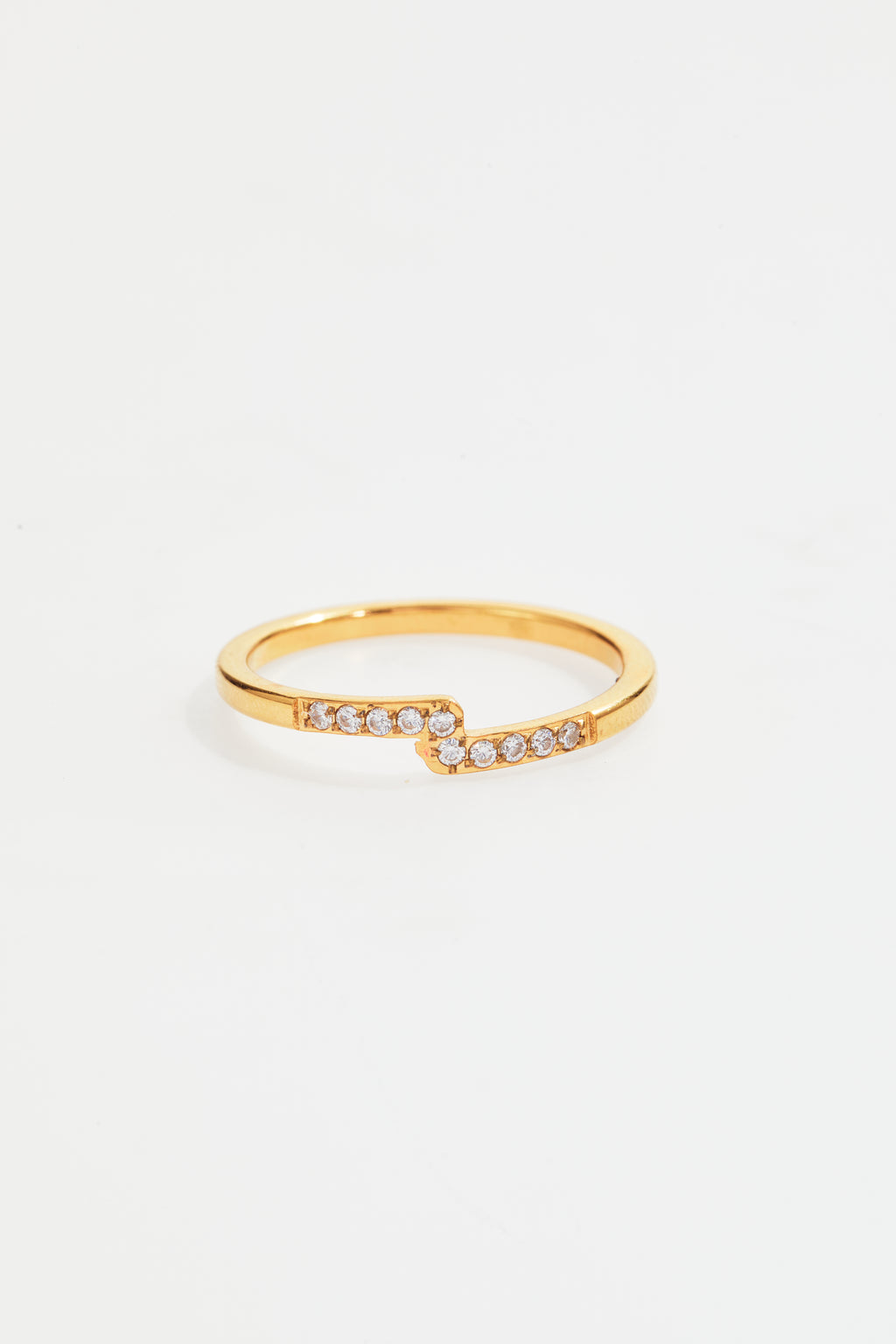 Gold-Plated Chevron CZ Ring for Women