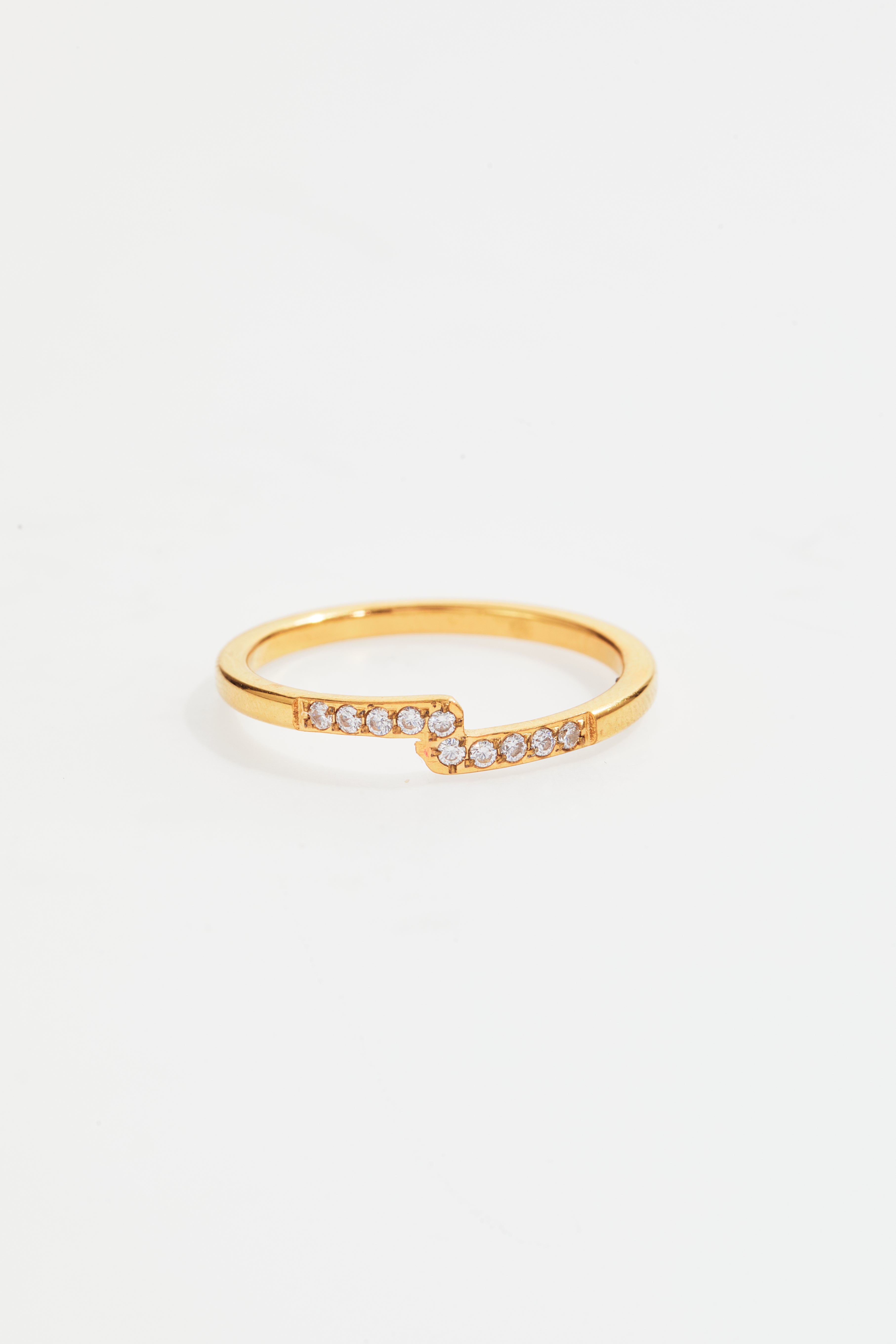 Gold-Plated Chevron CZ Ring for Women