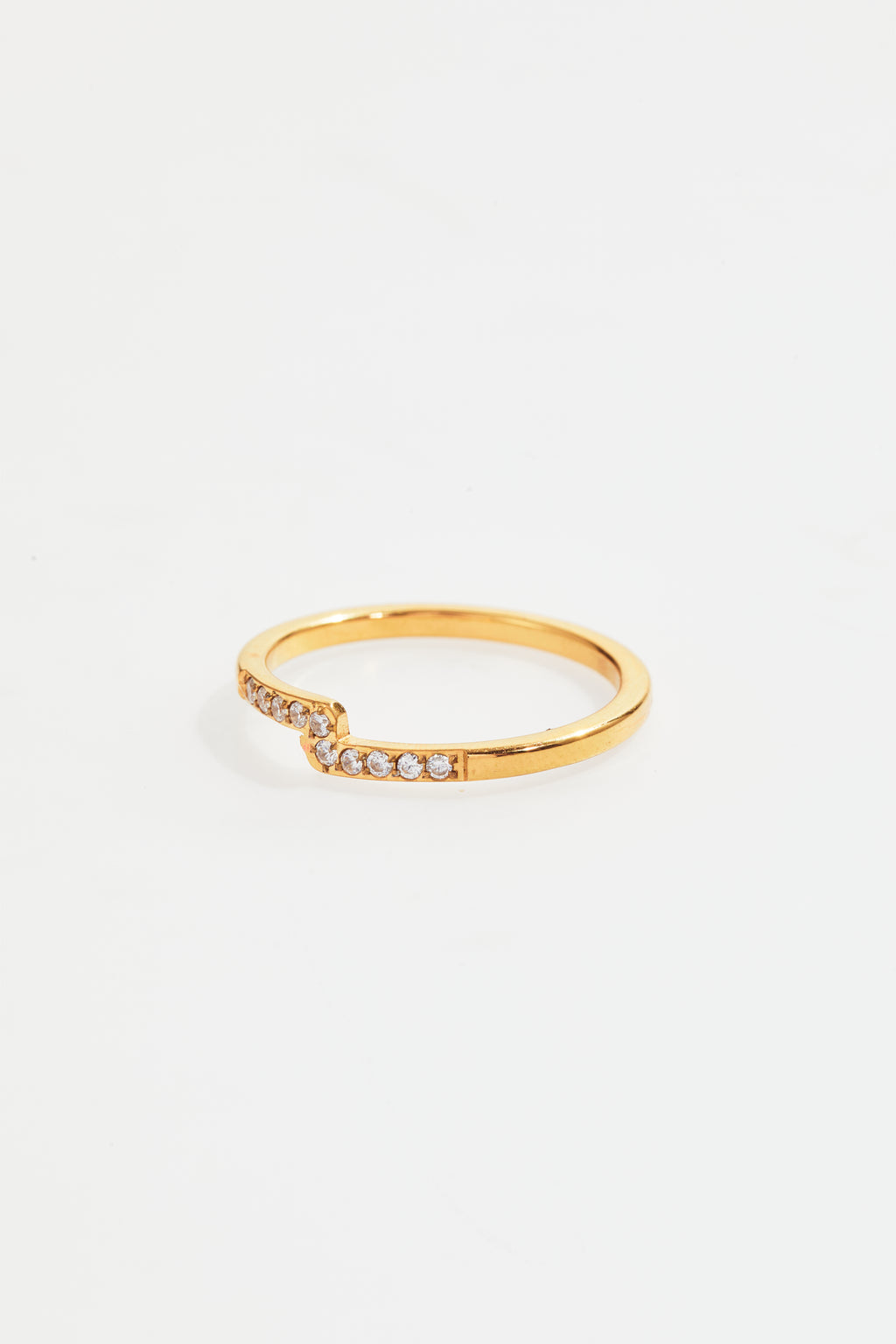 Gold-Plated Chevron CZ Ring for Women