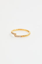 Gold-Plated Chevron CZ Ring for Women