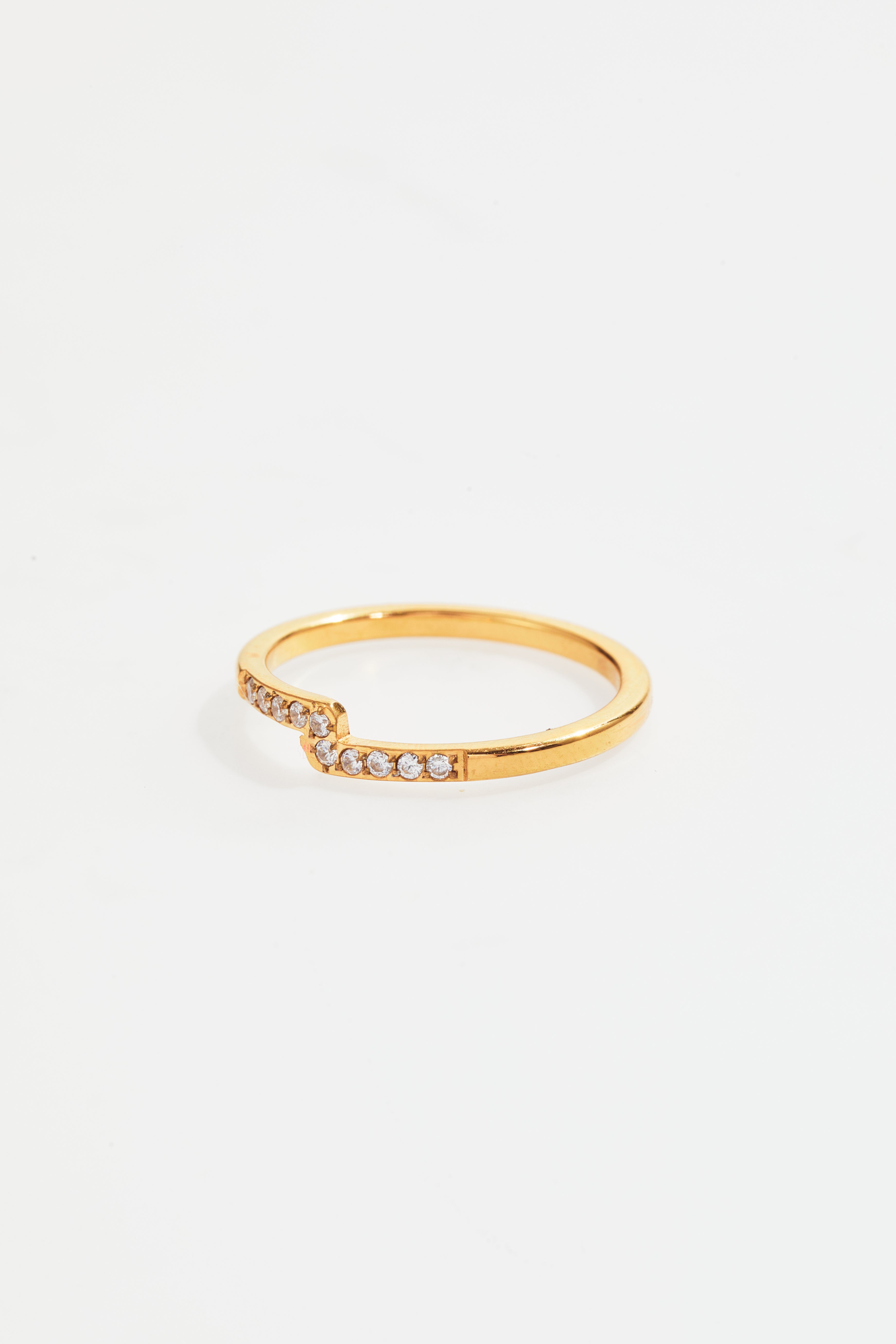 Gold-Plated Chevron CZ Ring for Women