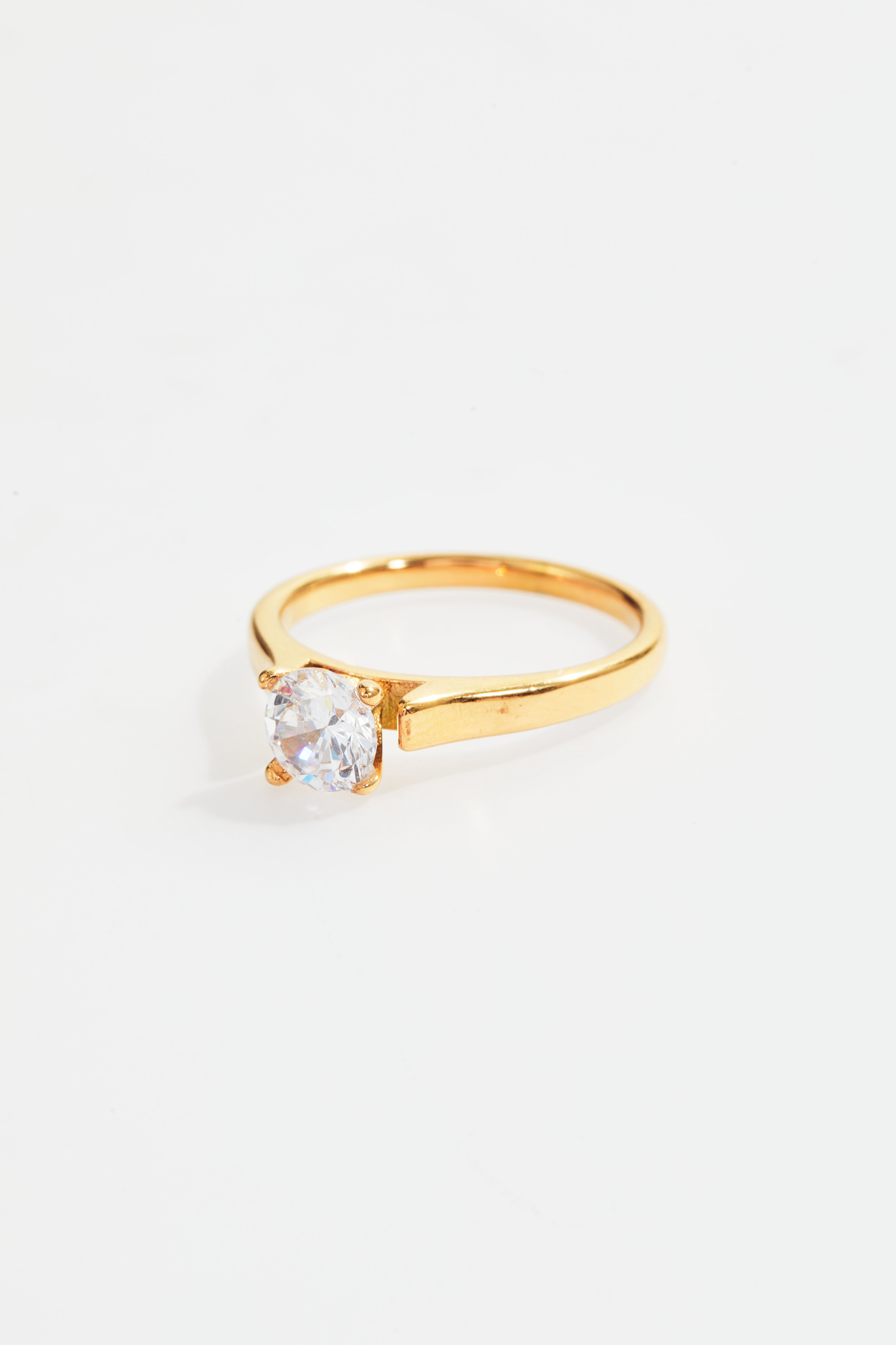 Gold-Plated Solitaire CZ Ring for Women