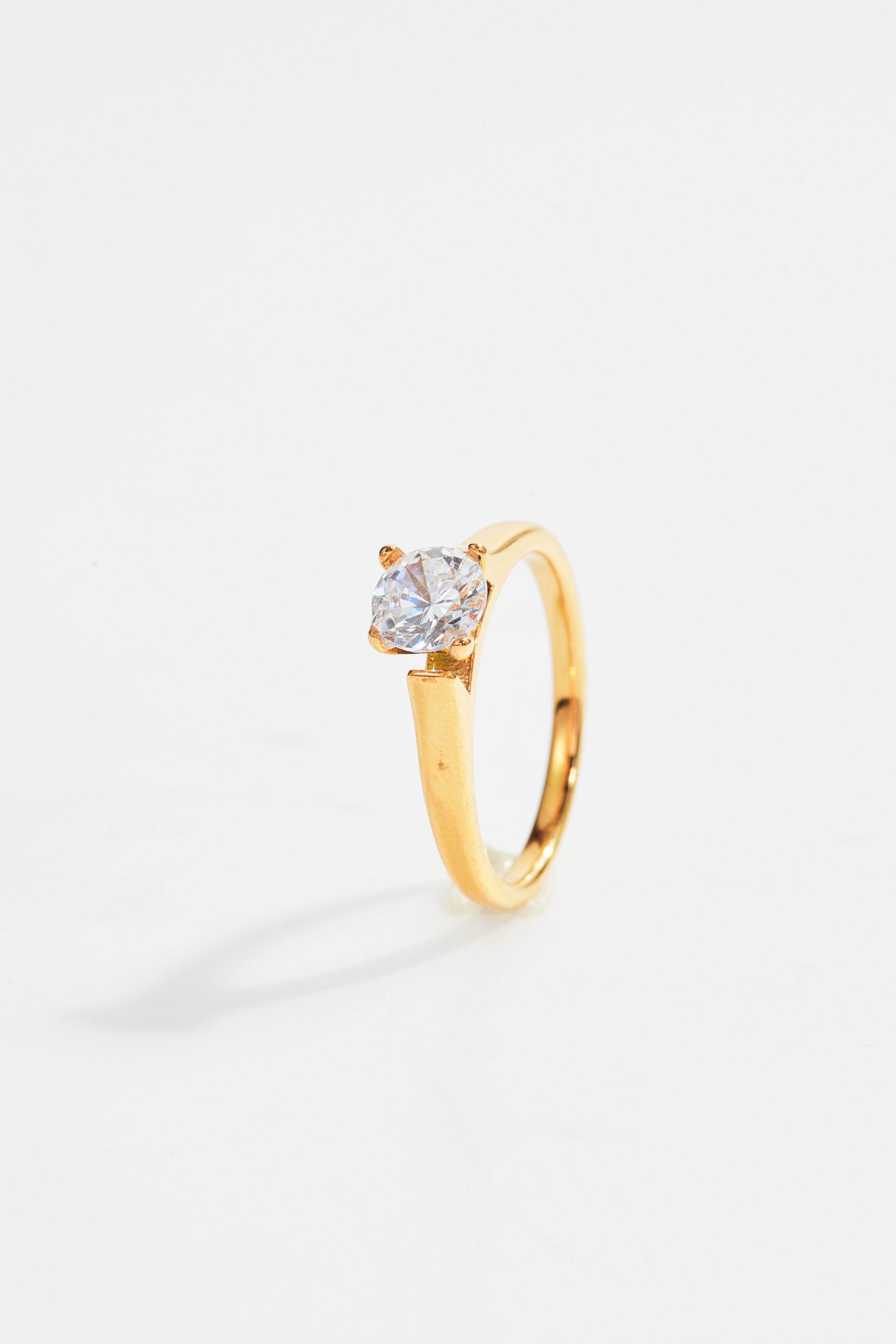 Gold-Plated Solitaire CZ Ring for Women