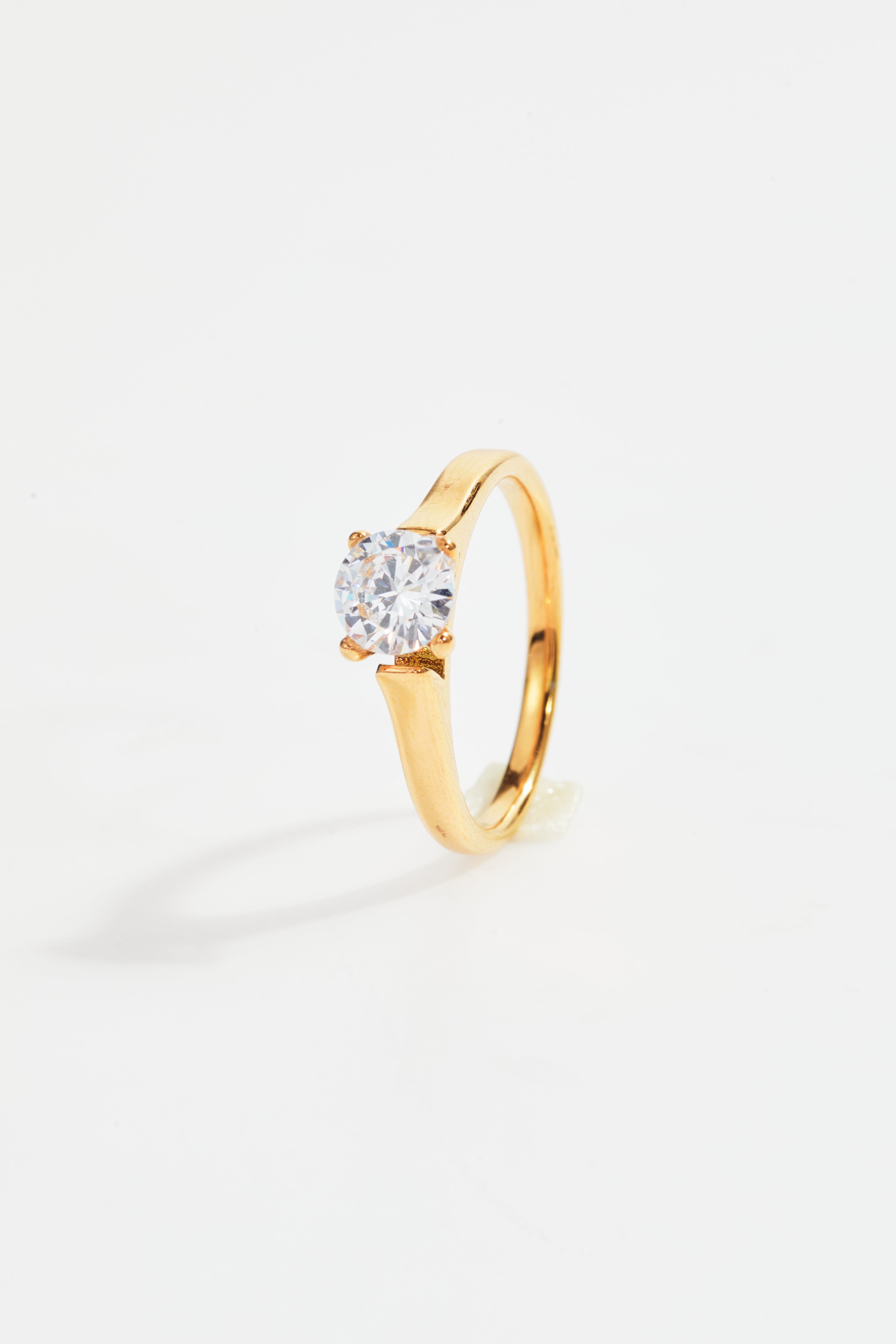 Gold-Plated Solitaire CZ Ring for Women