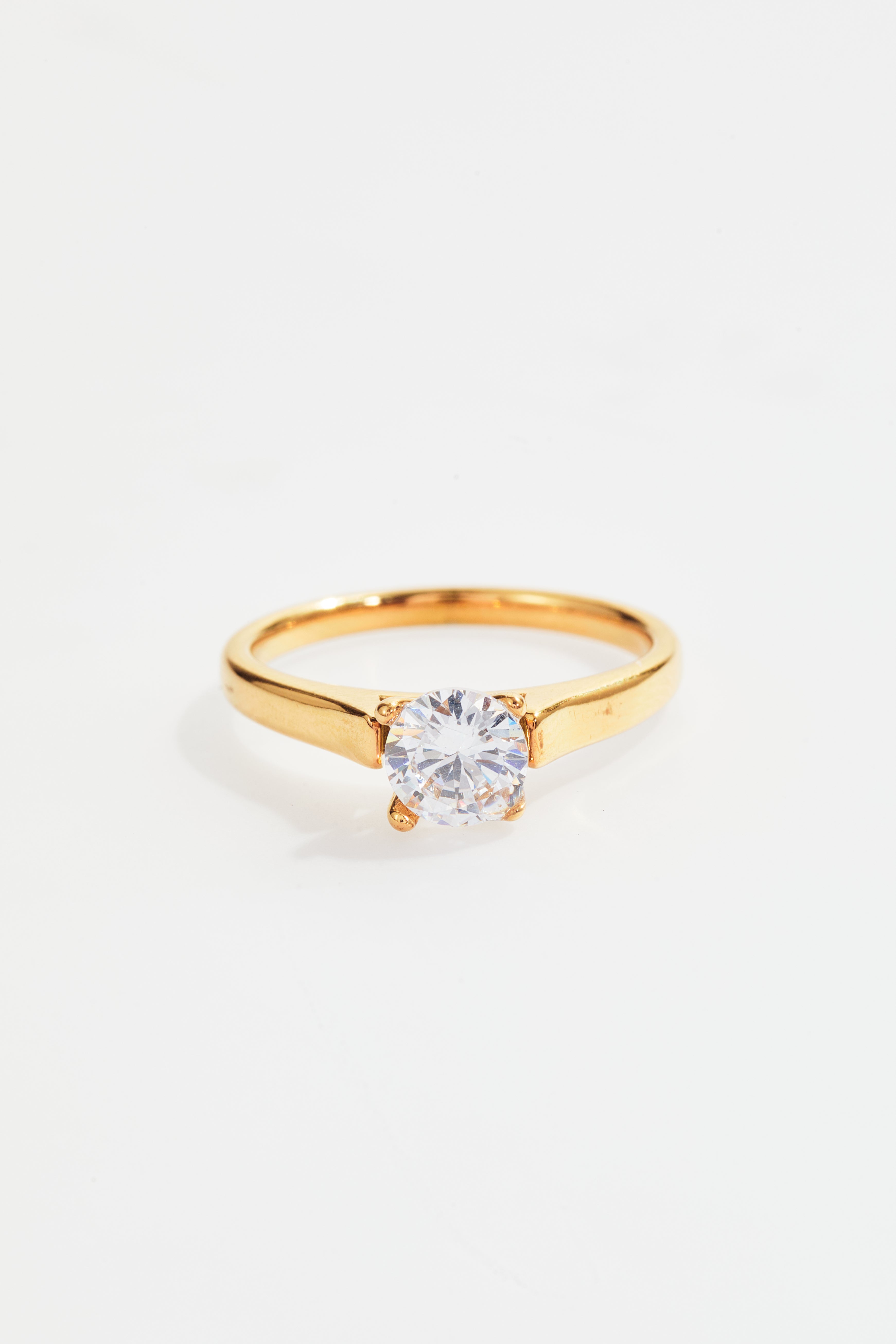 Gold-Plated Solitaire CZ Ring for Women