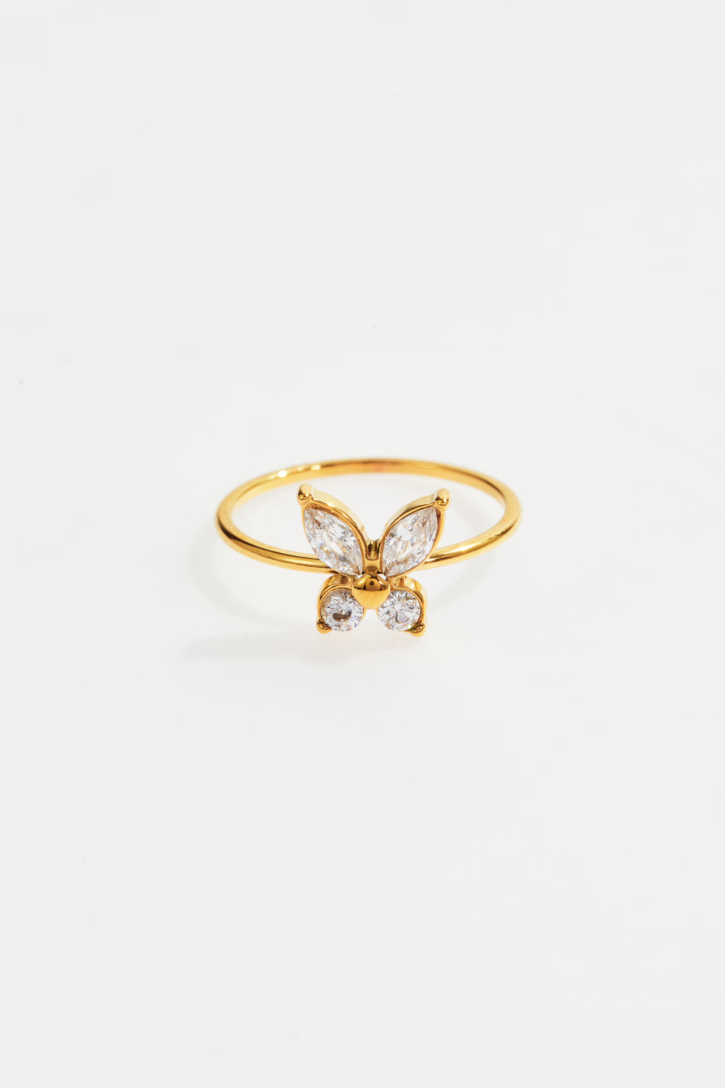 Gold-Plated CZ Butterfly Ring for Women