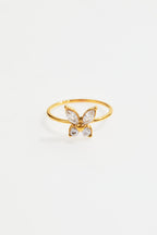 Gold-Plated CZ Butterfly Ring for Women