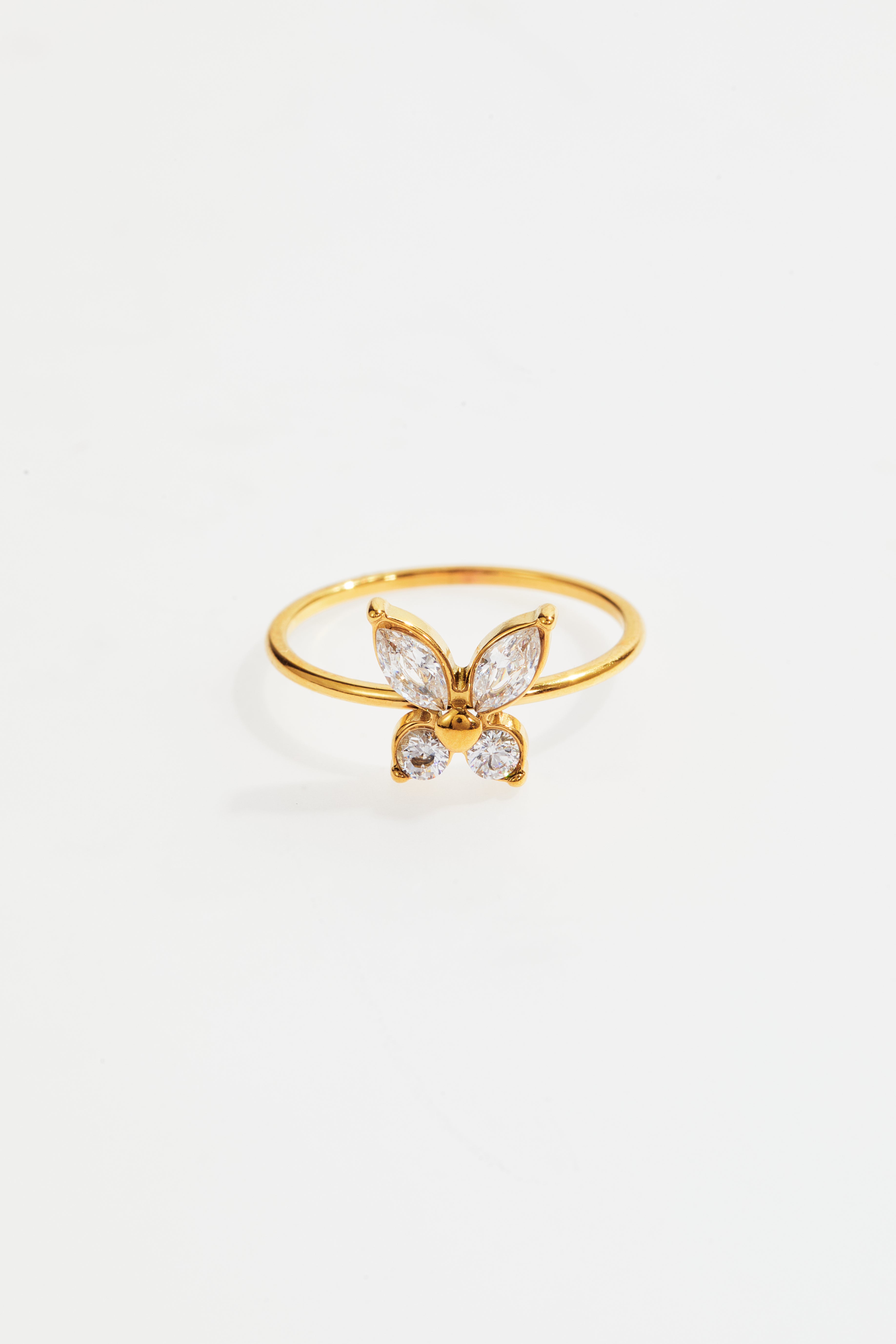 Gold-Plated CZ Butterfly Ring for Women
