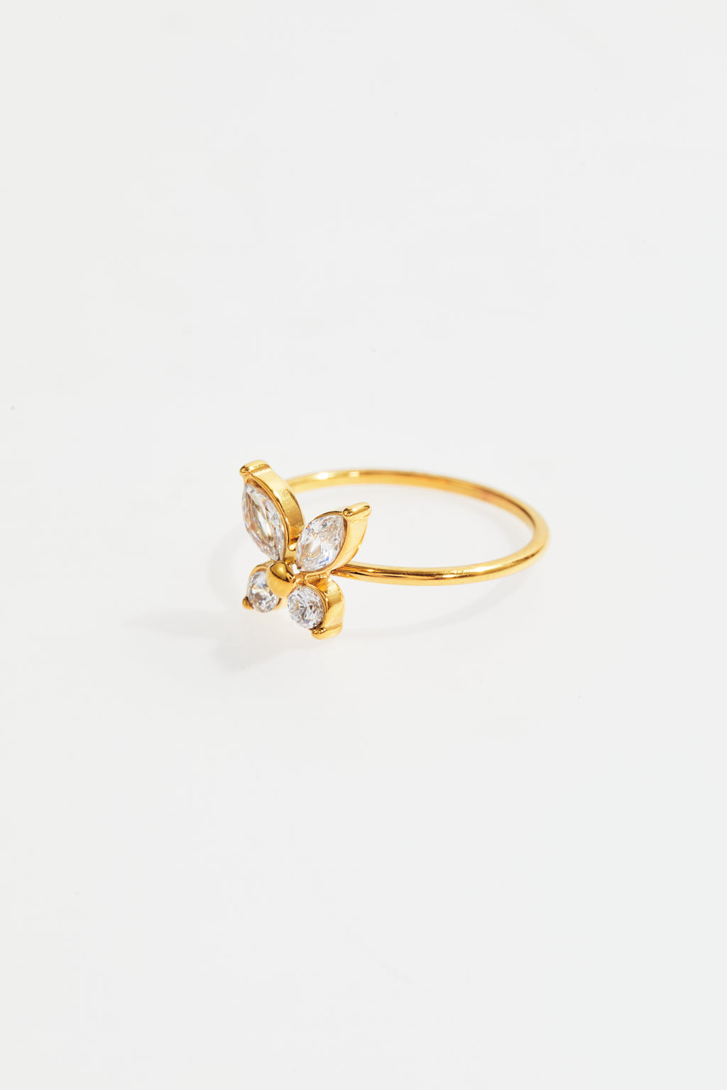 Gold-Plated CZ Butterfly Ring for Women