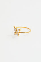 Gold-Plated CZ Butterfly Ring for Women