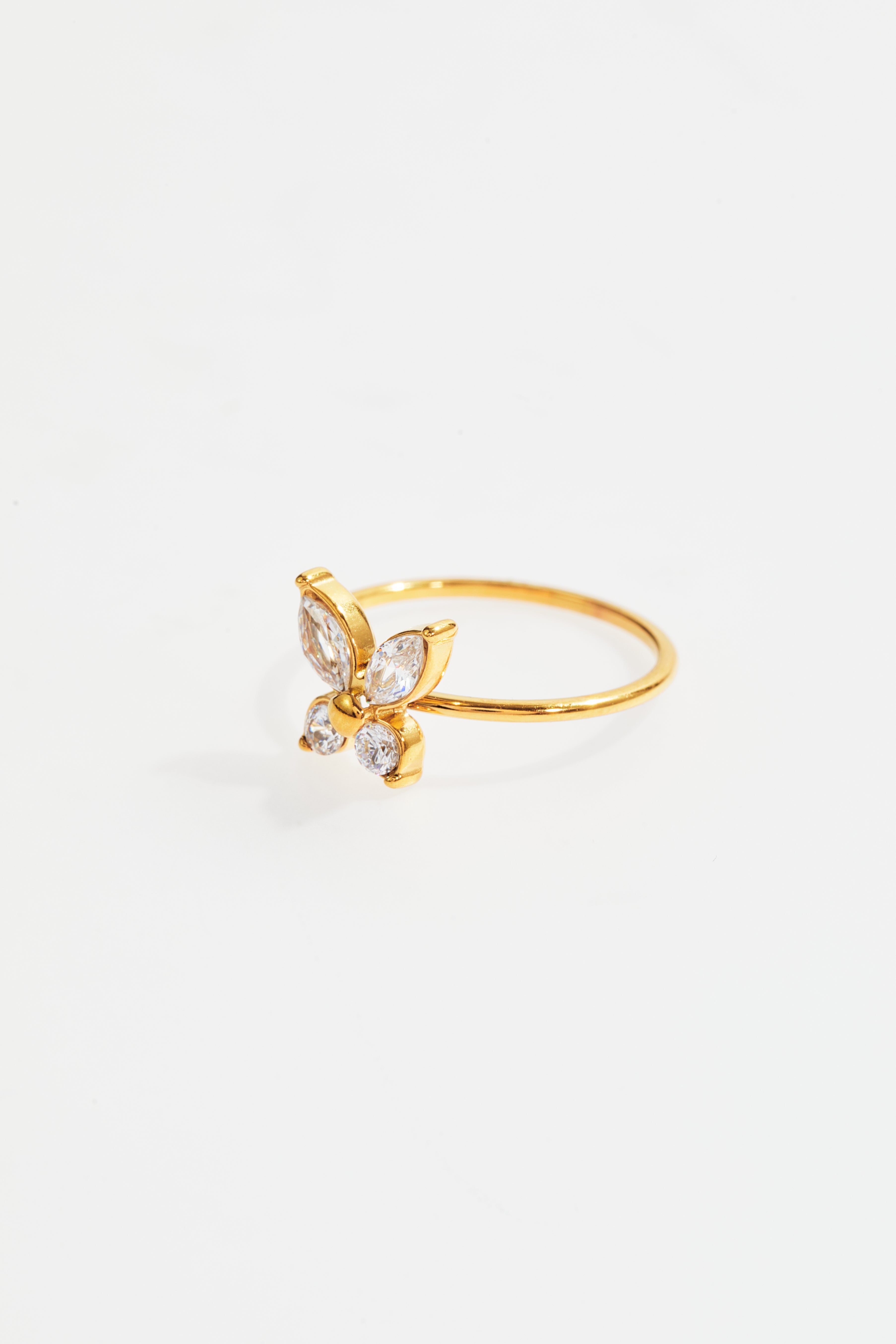 Gold-Plated CZ Butterfly Ring for Women