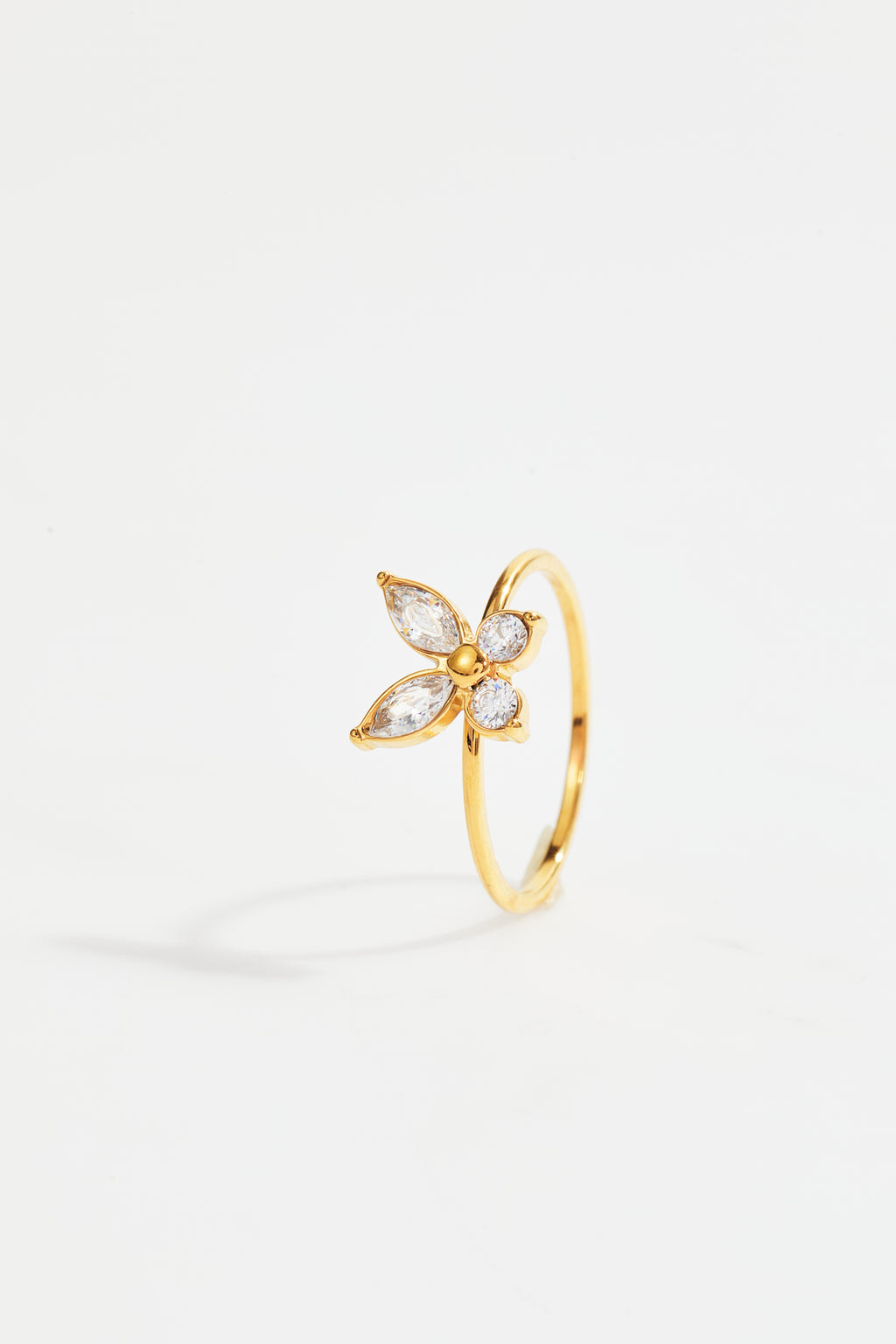 Gold-Plated CZ Butterfly Ring for Women