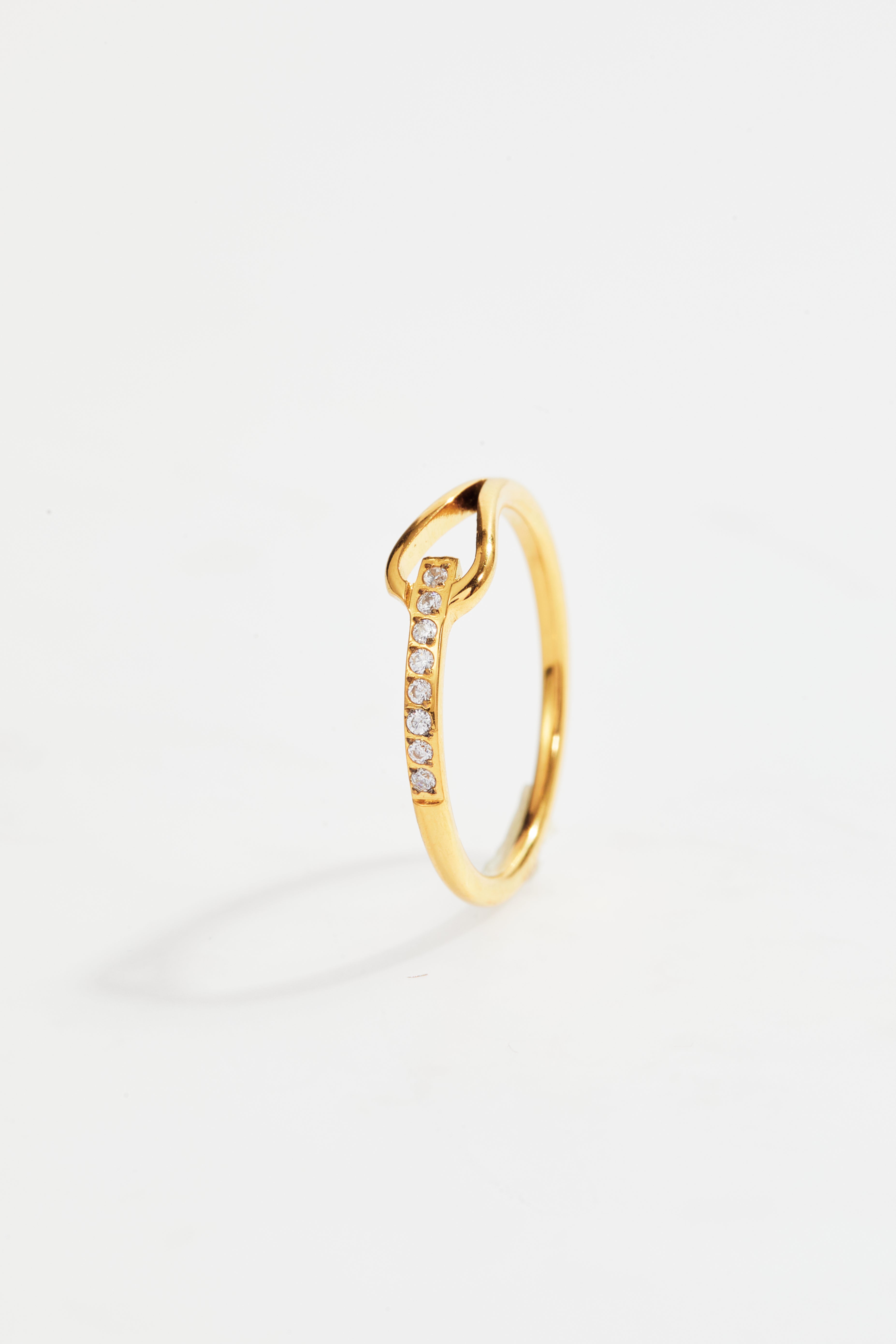 Gold-Plated Hitch Knot CZ Ring for Women