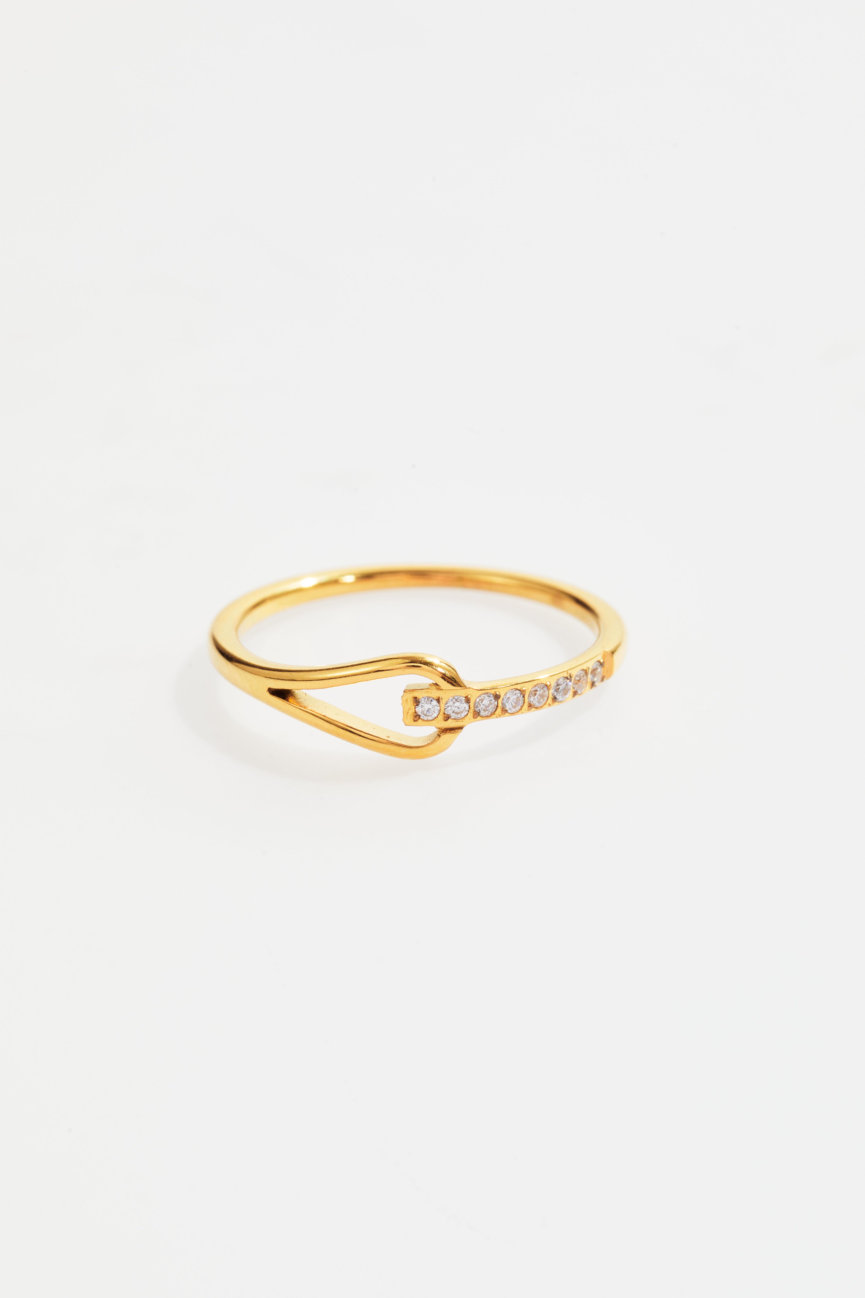 Gold-Plated Hitch Knot CZ Ring for Women