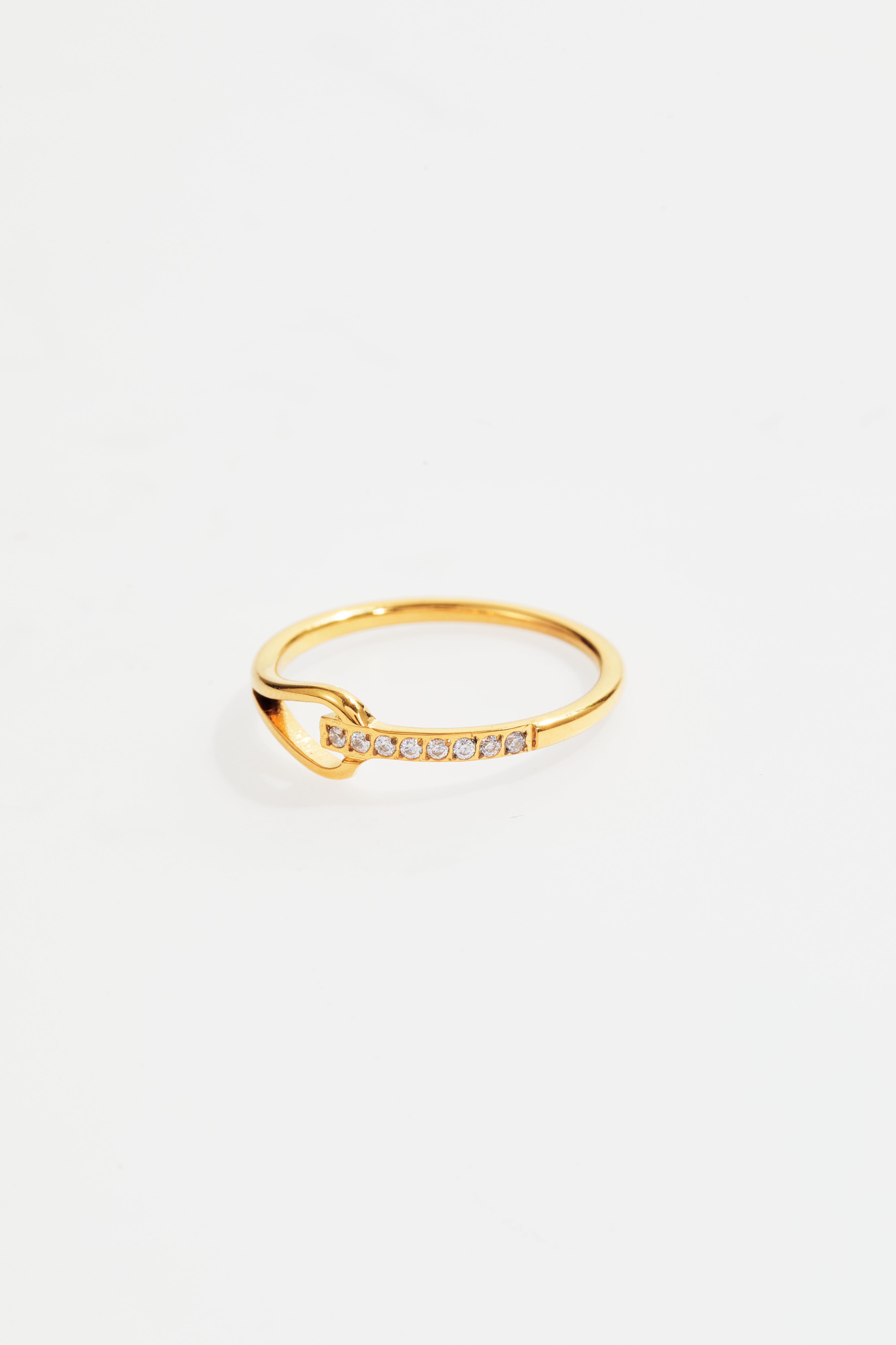 Gold-Plated Hitch Knot CZ Ring for Women