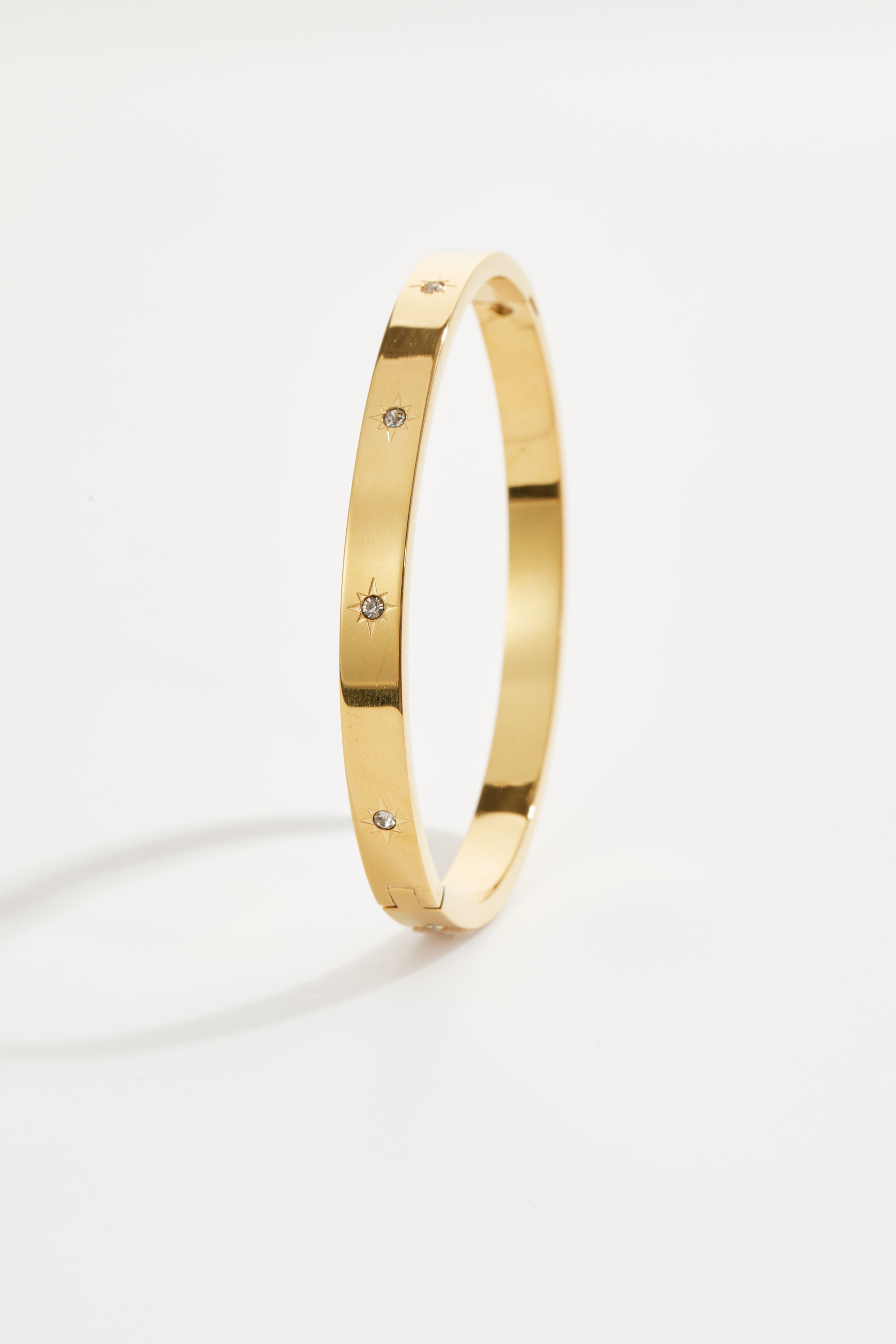 Gold-Plated North Star Crystal Bangle for Women