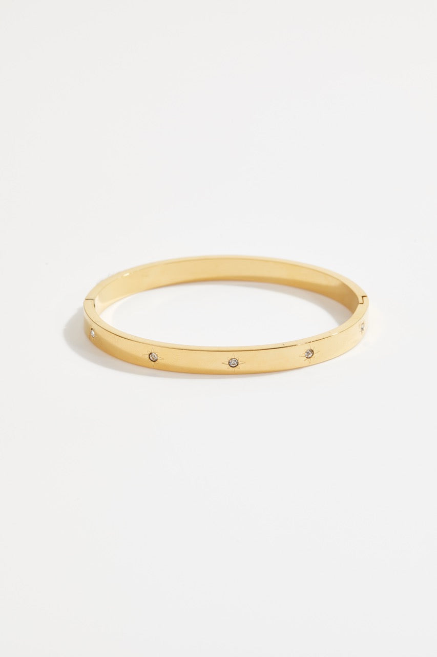 Gold-Plated North Star Crystal Bangle for Women