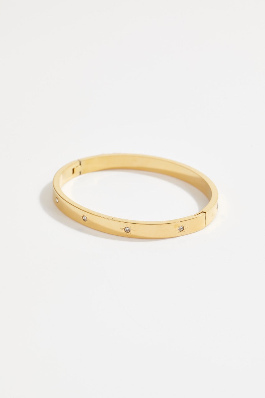 Gold-Plated North Star Crystal Bangle for Women
