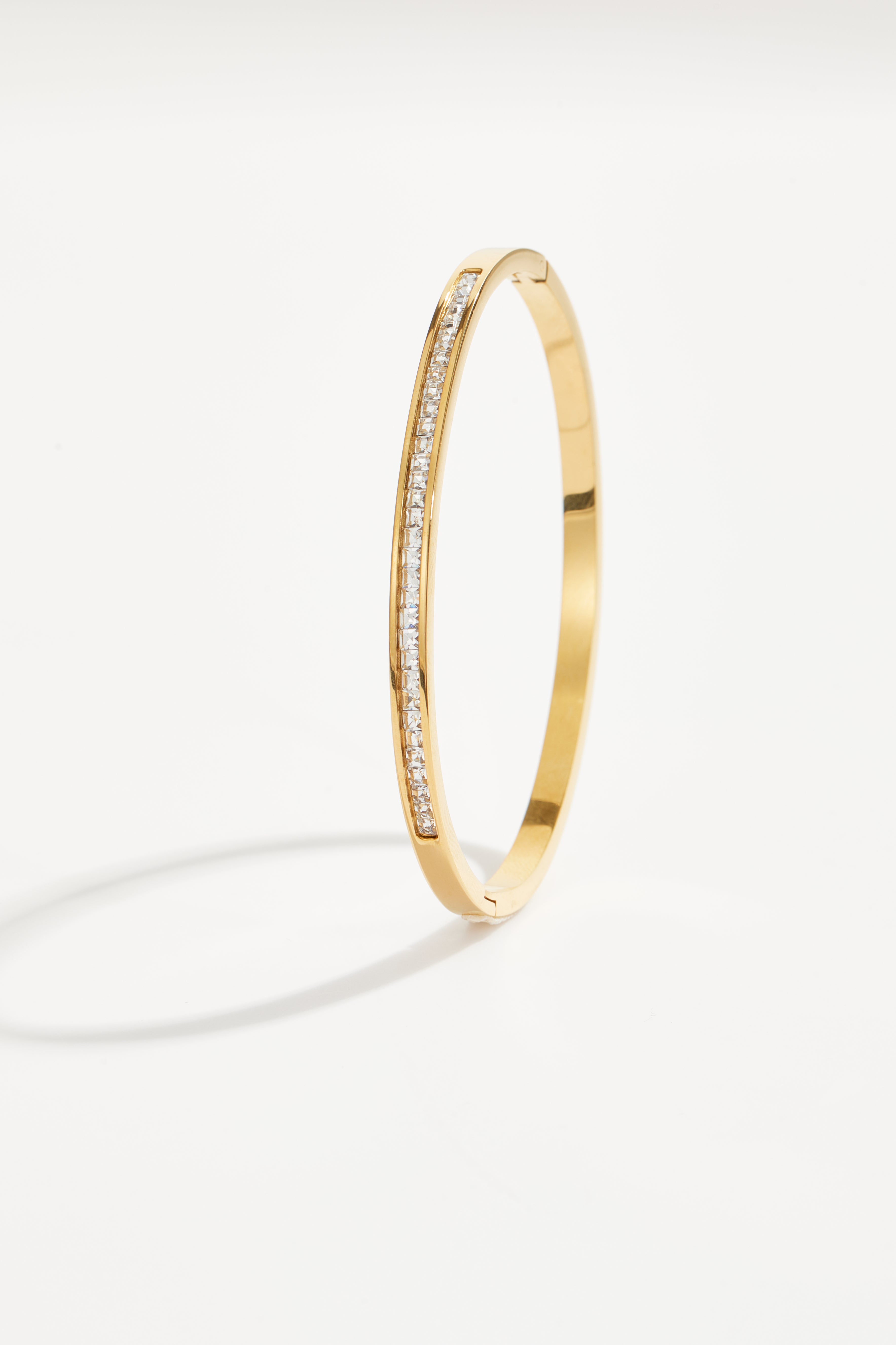 Gold-Plated Channel-Set CZ Bangle Bracelet for Women