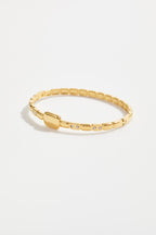 Gold-Plated Quad Pattern Semi-Studded Bangle Bracelet For Women