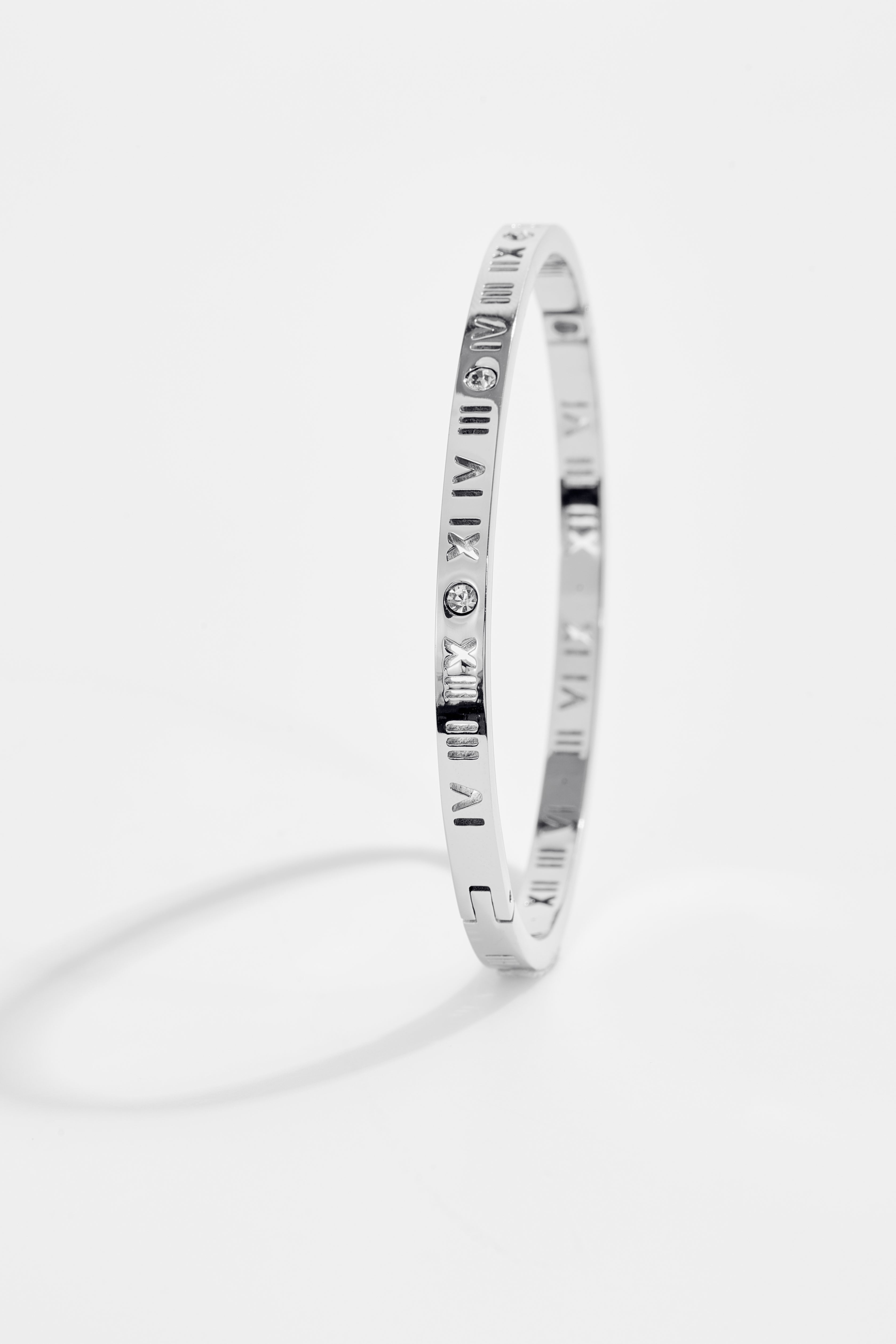 Silver-Plated Roman CZ Bracelet for Women