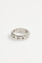 Silver ring for men with roman numerals
