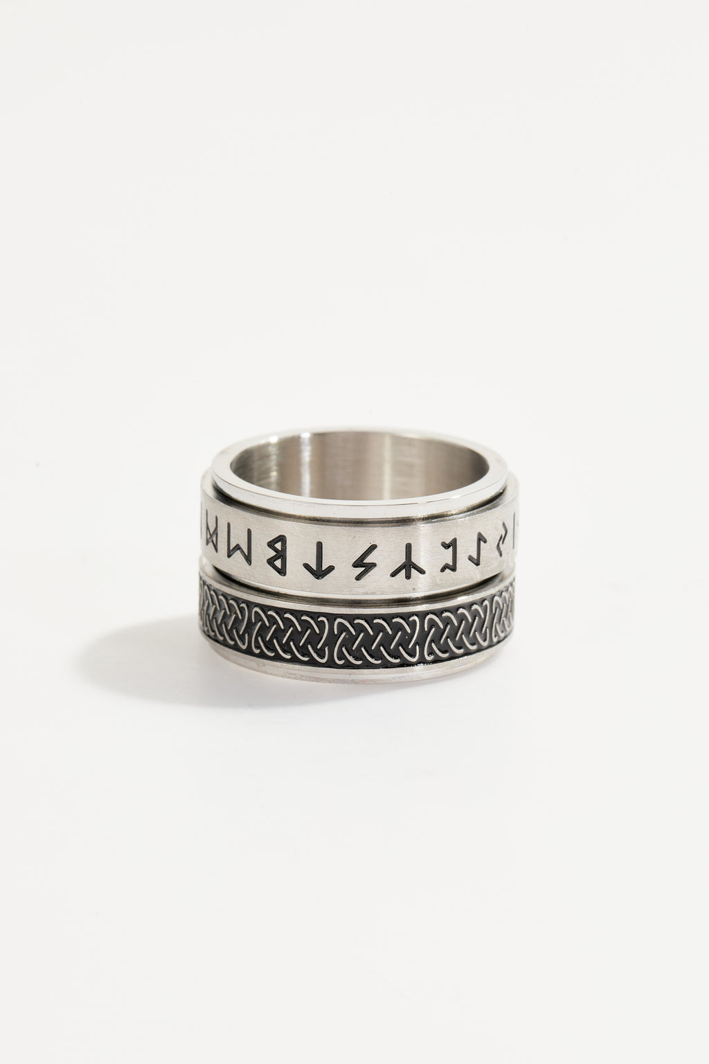 Viking rune engraved rotating ring for Men