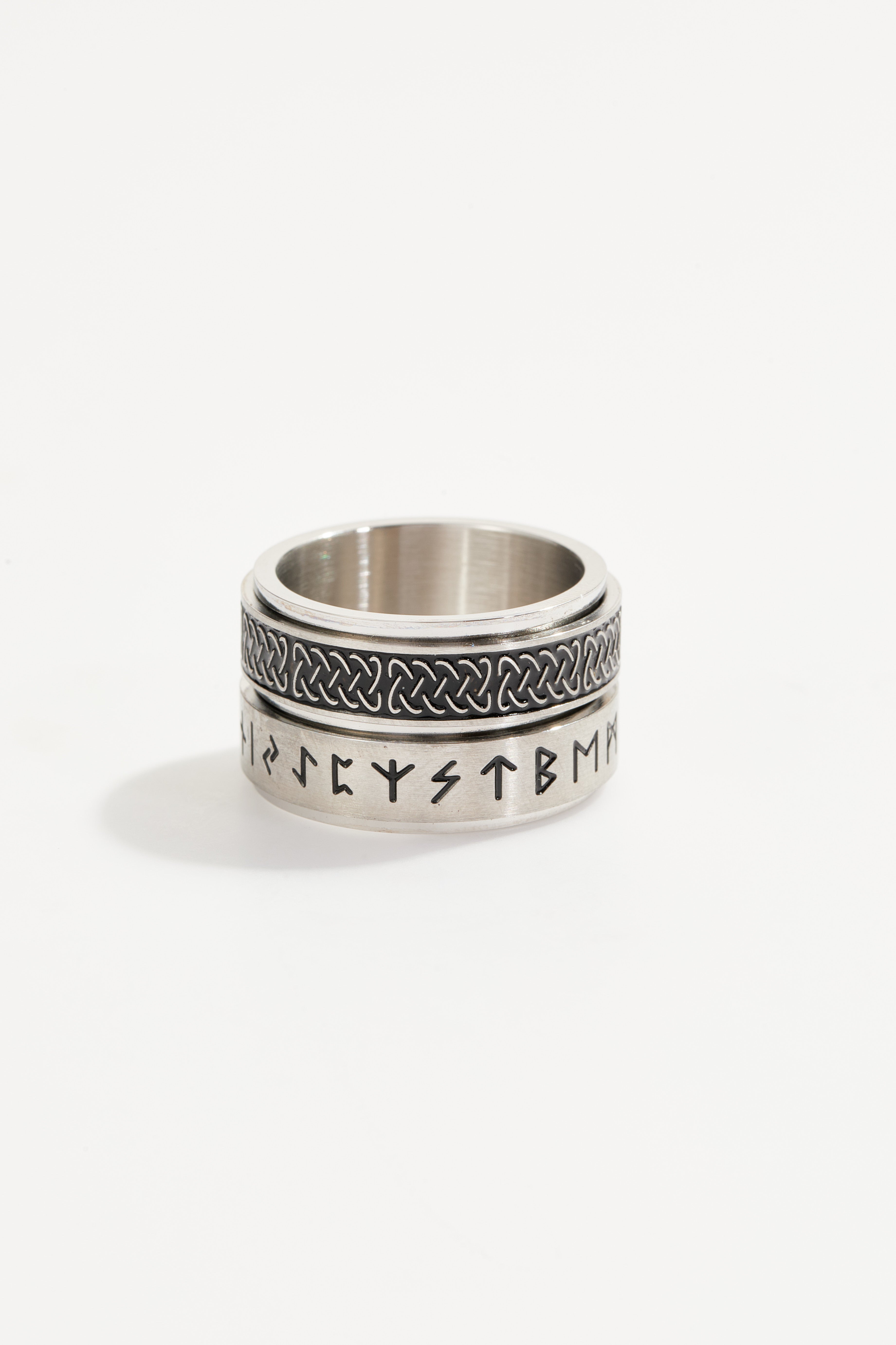Viking rune engraved rotating ring for Men