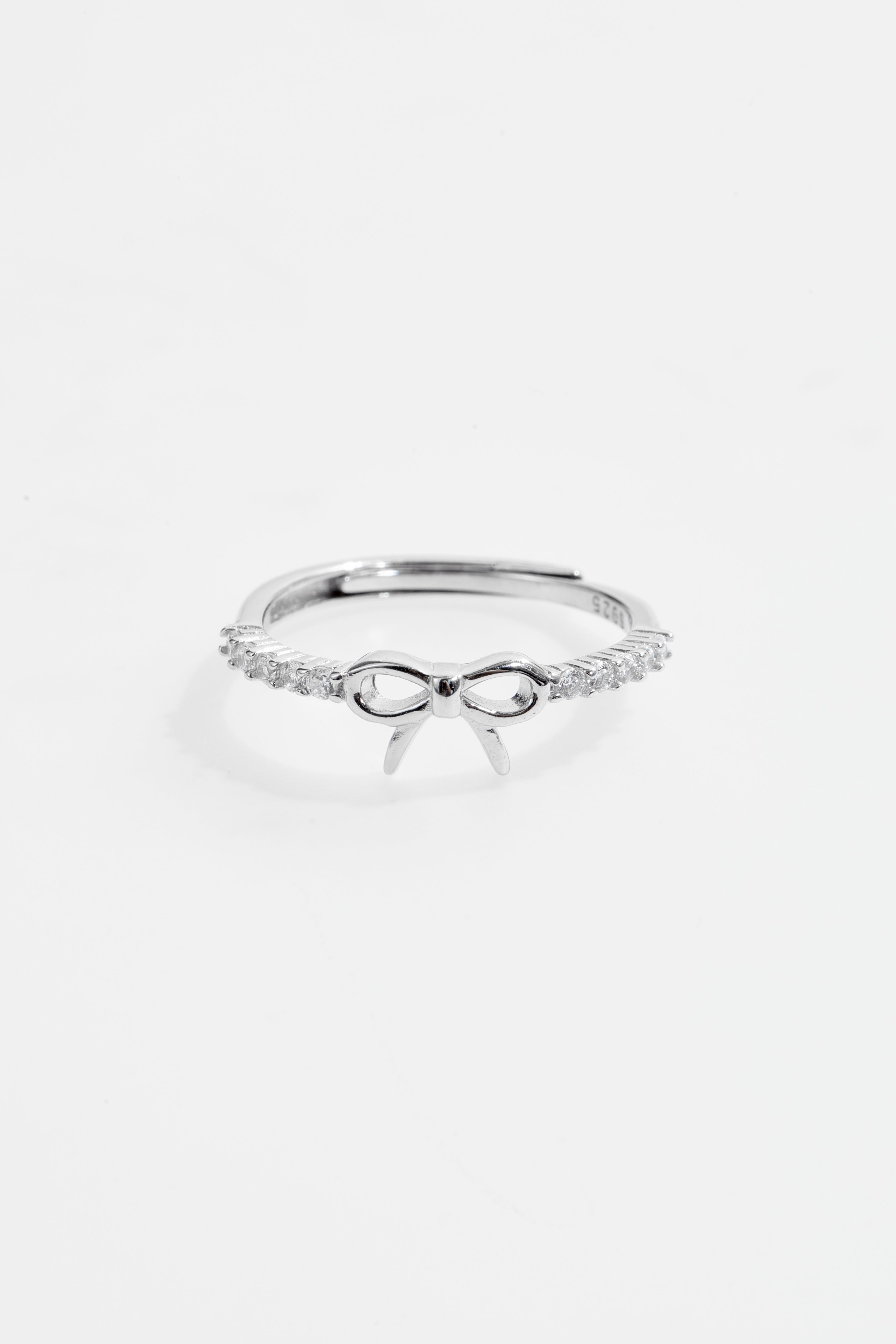 Silver-Plated Bow ring with CZ for Women