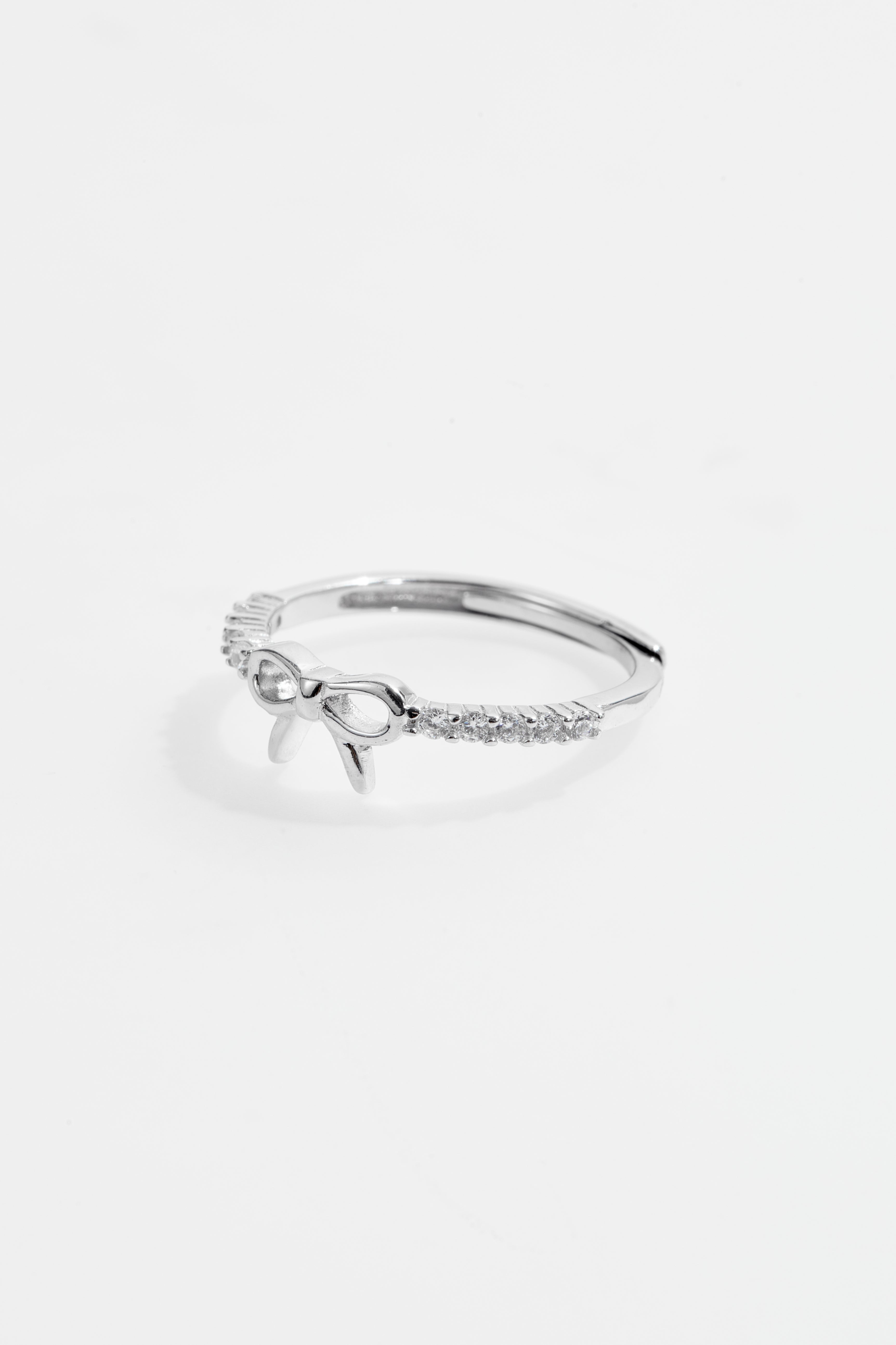 Silver-Plated Bow ring with CZ for Women