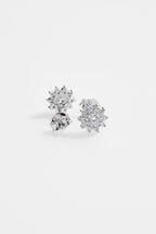 Silver-Plated White Floral Stud Earrings