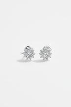 Silver-Plated White Floral Stud Earrings