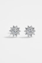 Silver-Plated White Floral Stud Earrings