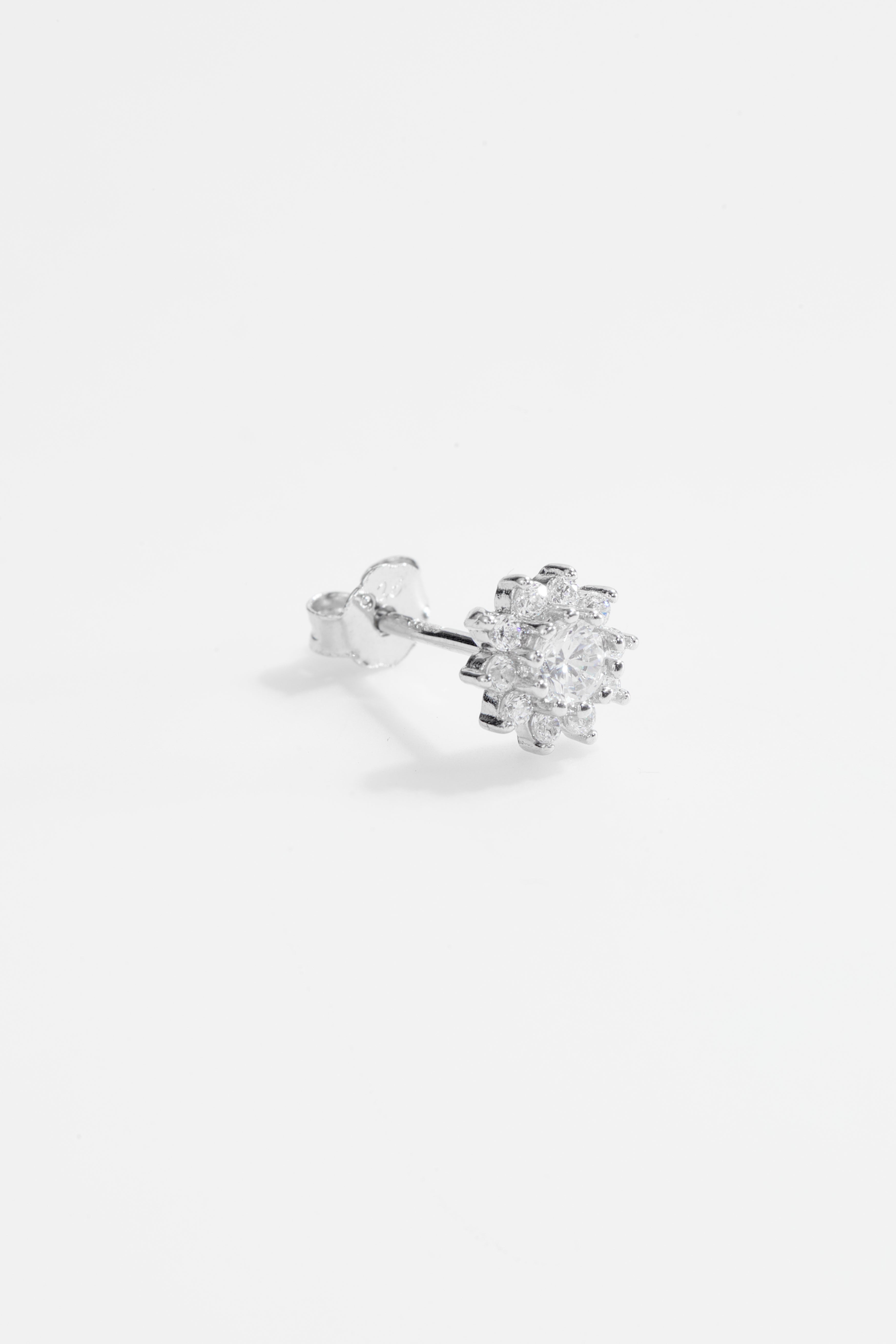 White Stone Floral Cluster Stud Earrings