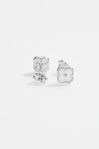 Silver-Plated Mother of Pearl Clover Stud Earring