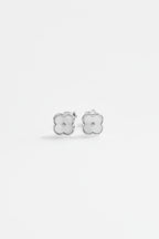 Silver-Plated Mother of Pearl Clover Stud Earring