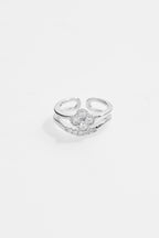 Double band Single clover Silver-Plated Ring for Women