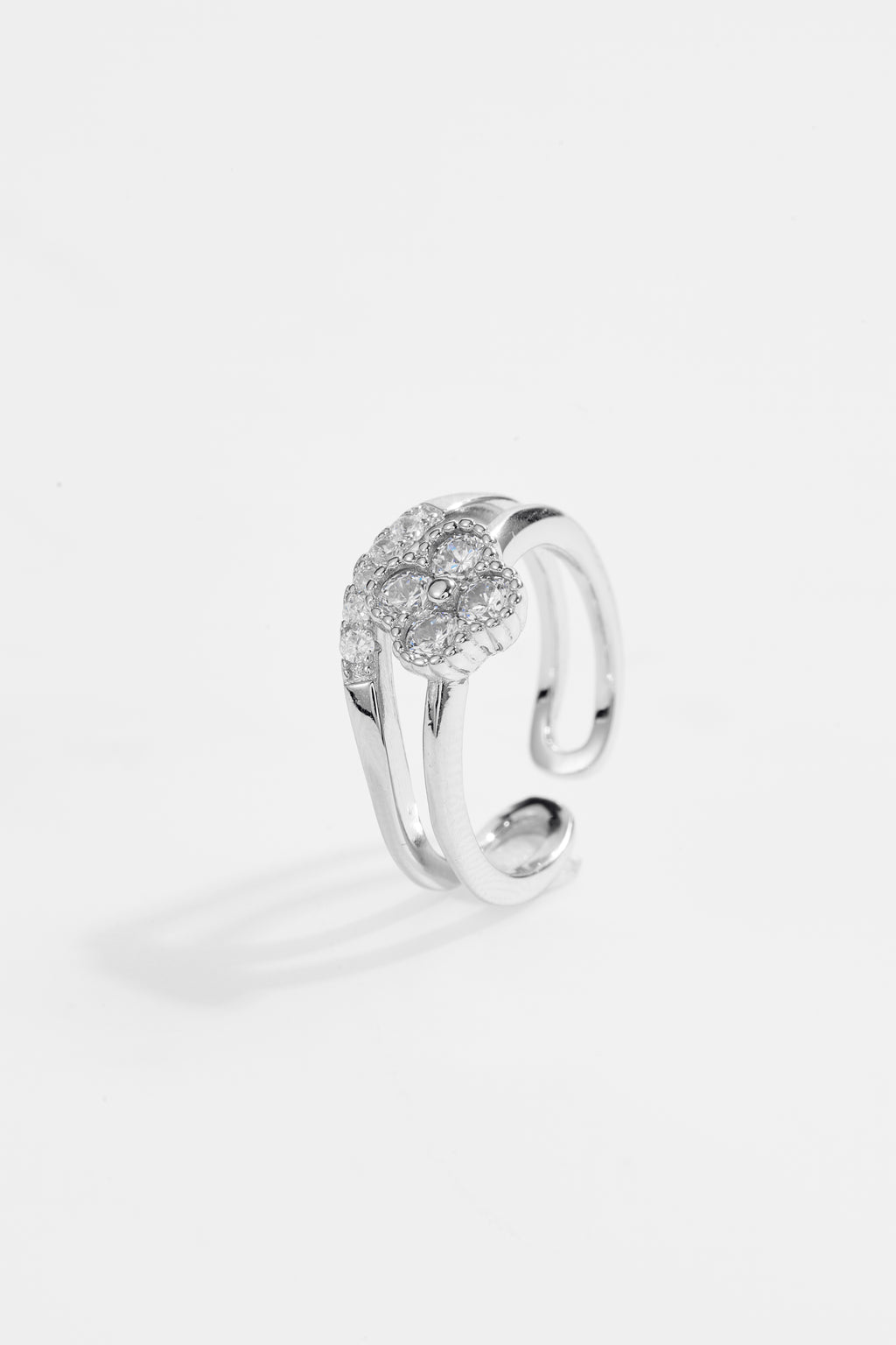 Double band Single clover Silver-Plated Ring for Women