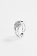 Double band Single clover Silver-Plated Ring for Women