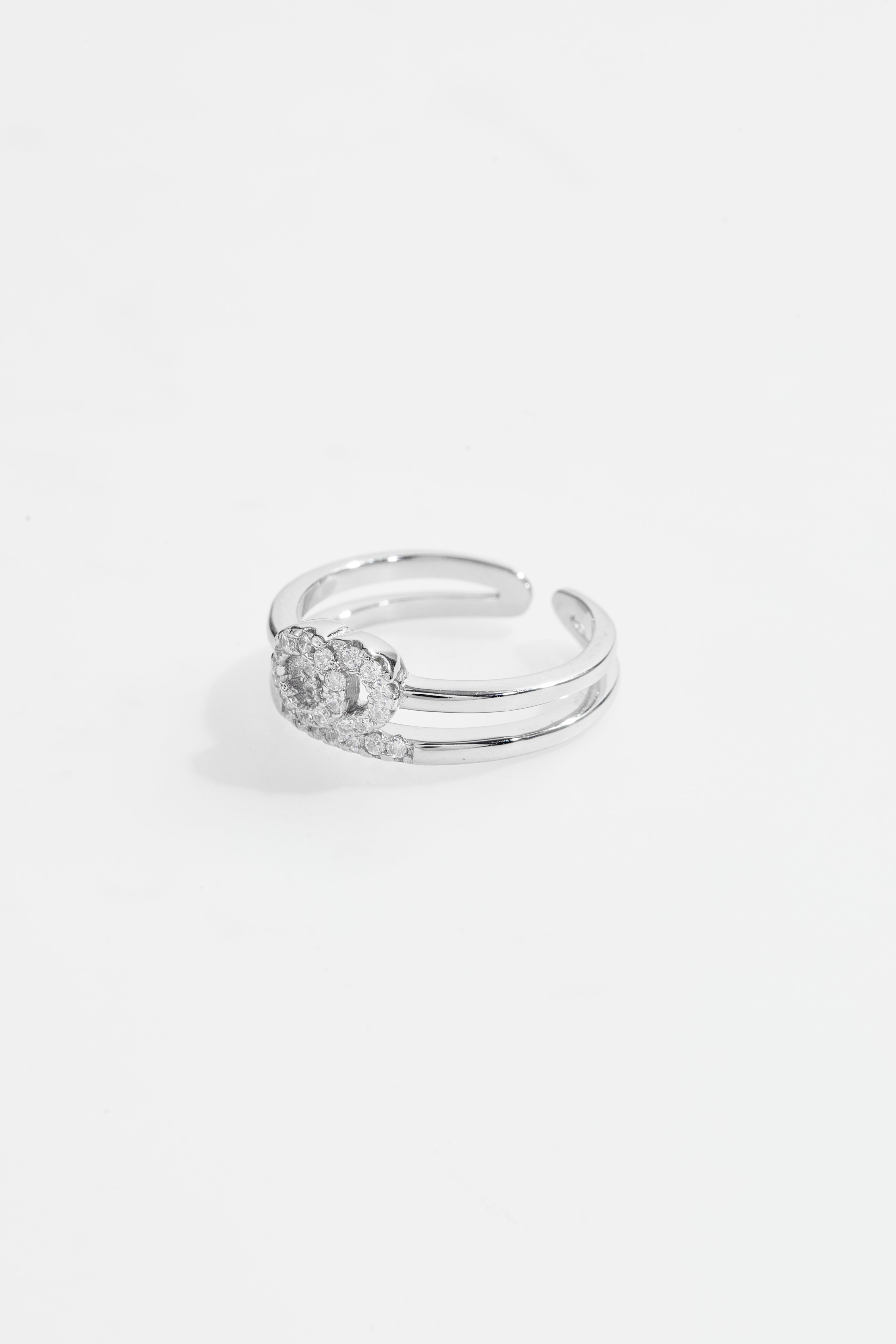 Silver-Plated Double loop open Ring for Women