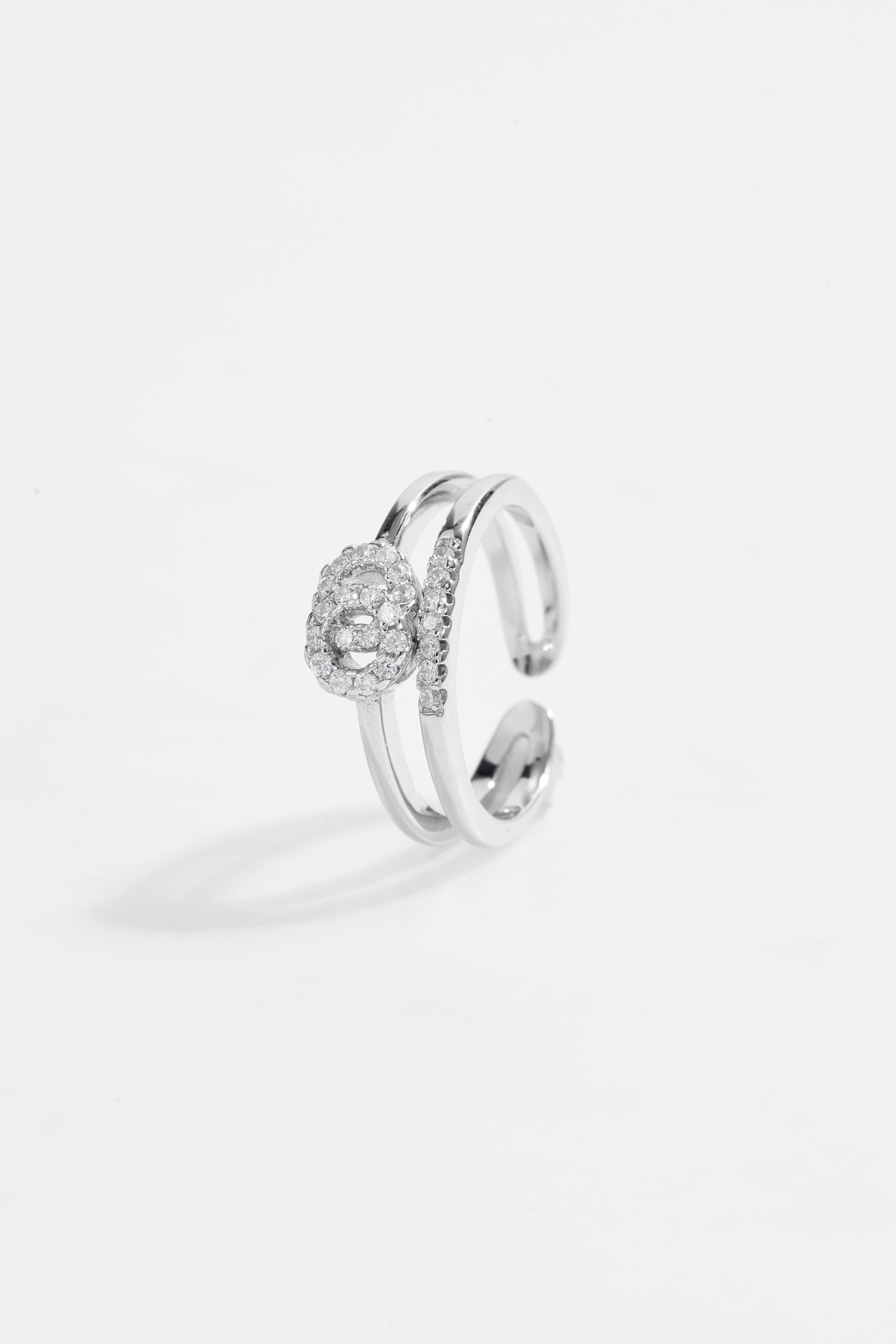 Silver-Plated Double loop open Ring for Women